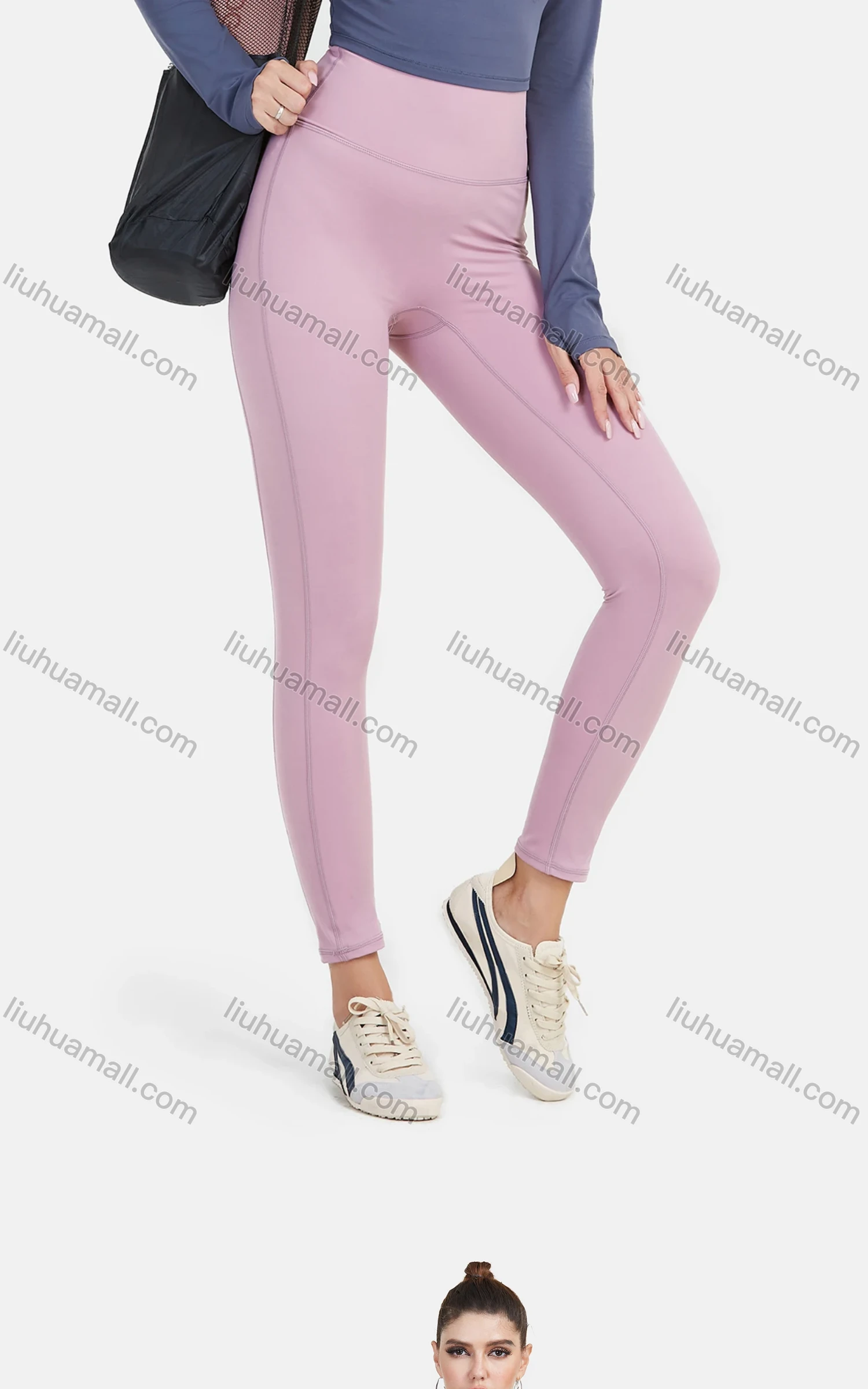 Wholesale Women's Plain Sporty Workout High Waist 7/8 Leggings - Liuhuamall