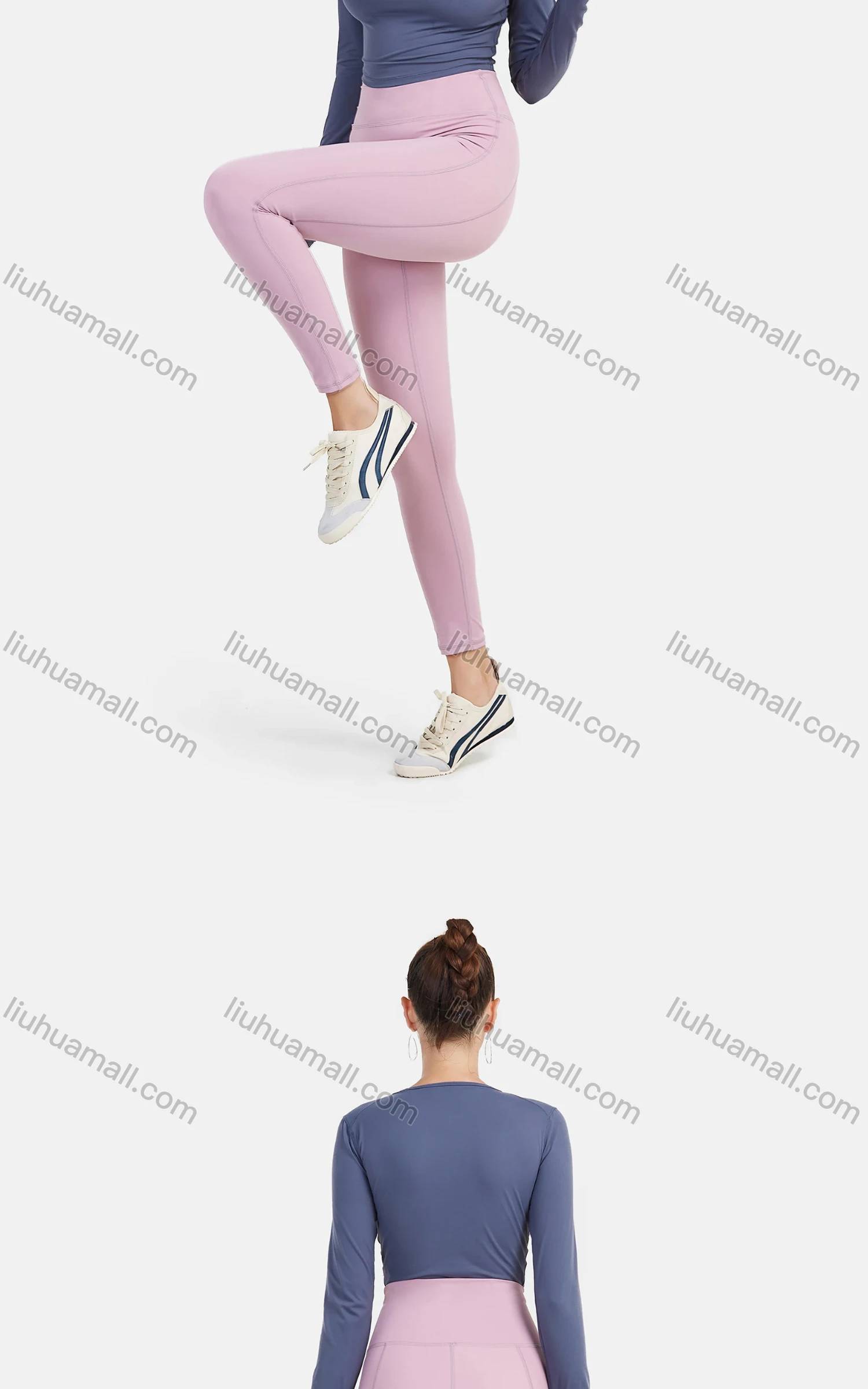 Wholesale Women's Plain Sporty Workout High Waist 7/8 Leggings - Liuhuamall