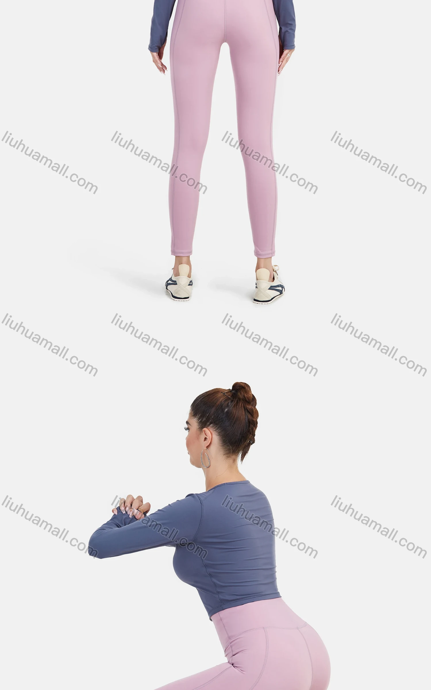 Wholesale Women's Plain Sporty Workout High Waist 7/8 Leggings - Liuhuamall