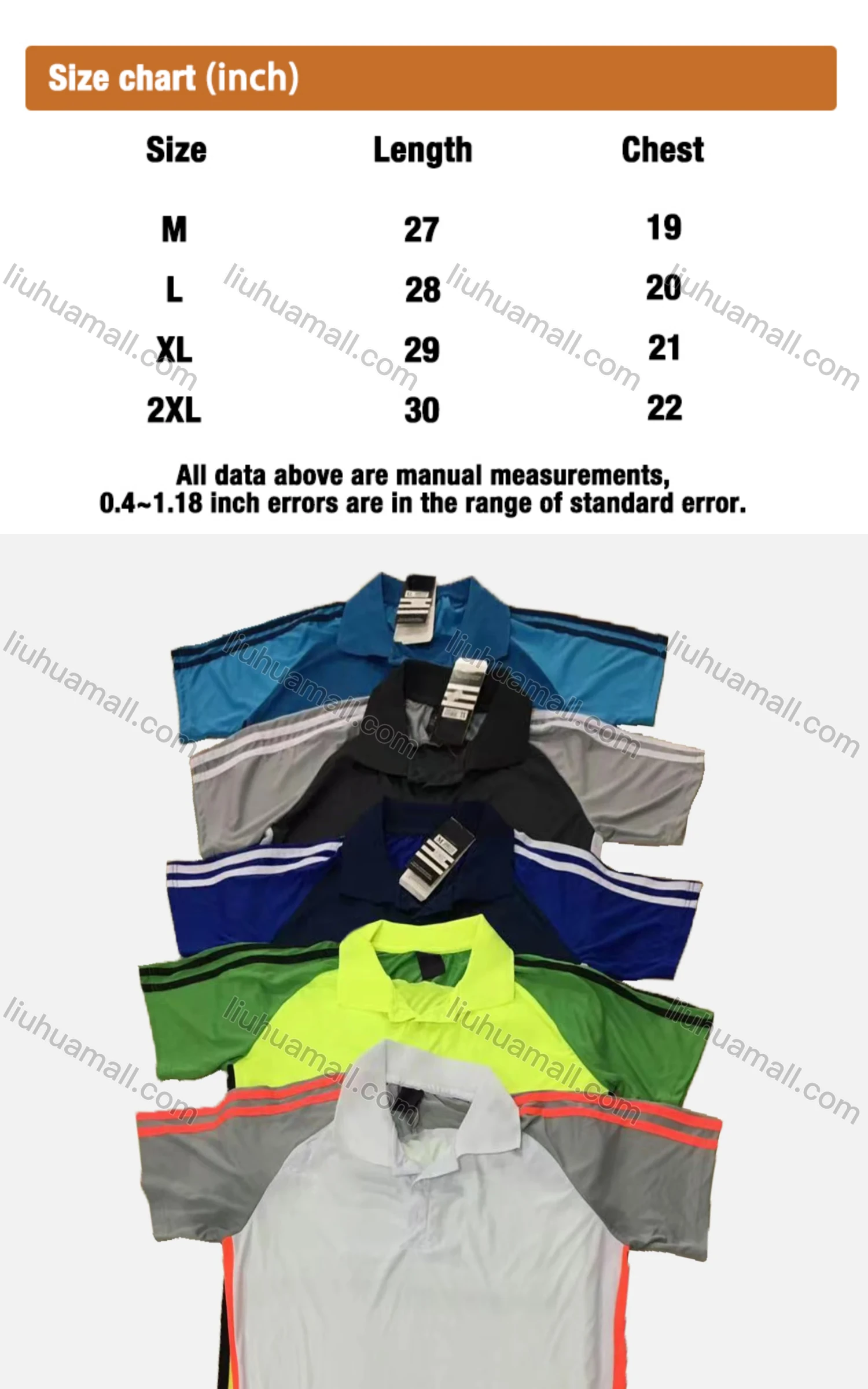 Wholesale Men's Sporty Short Sleeve Striped Button Front Polo Shirt - Liuhuamall