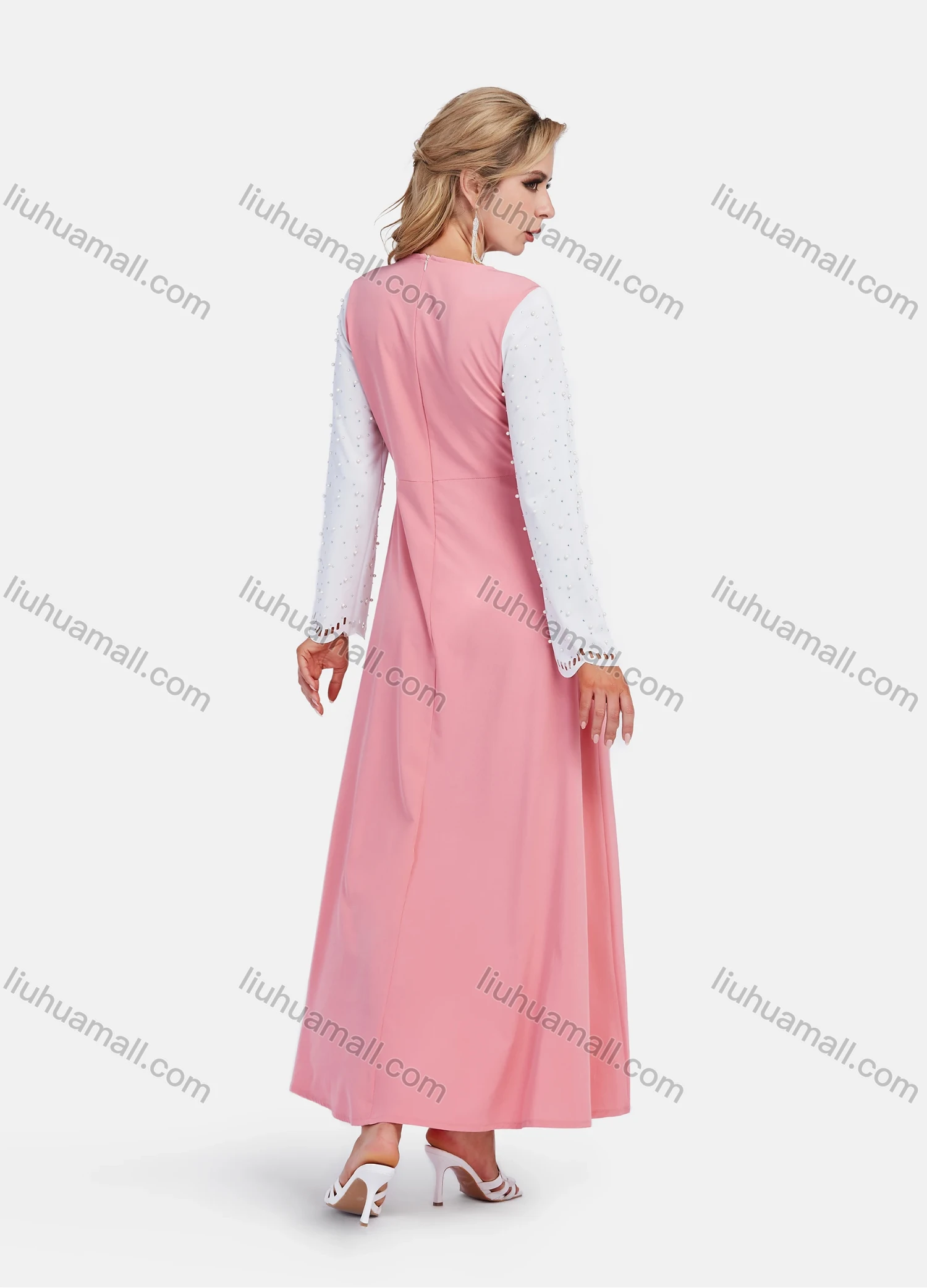 Wholesale Women's Elegent Hollow Out Beaded A Line Maxi Dress - Liuhuamall