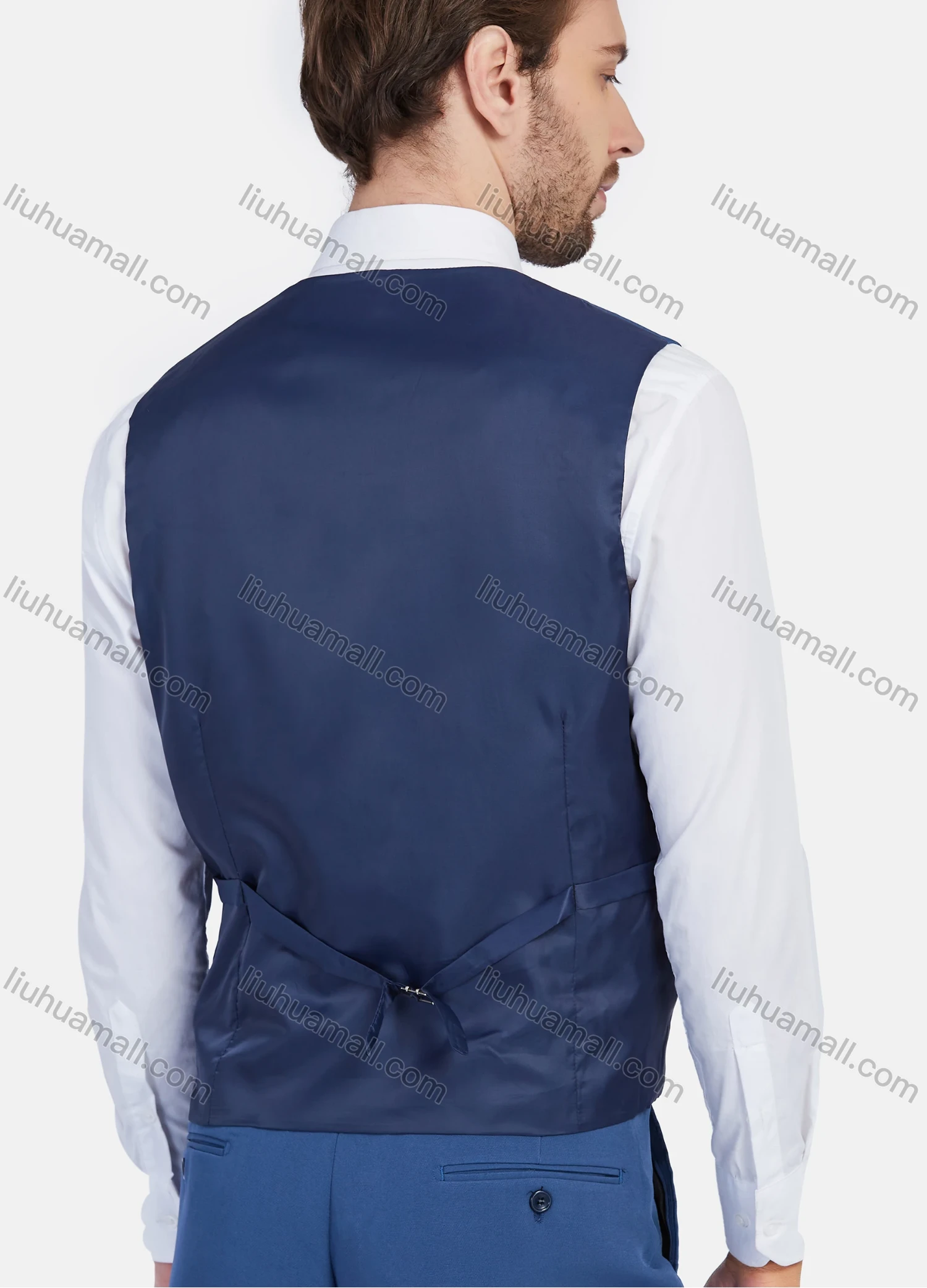 Wholesale Men's Business Lapel One Button Plain Suit Jacket With Waistcoat 3 Piece Set - Liuhuamall