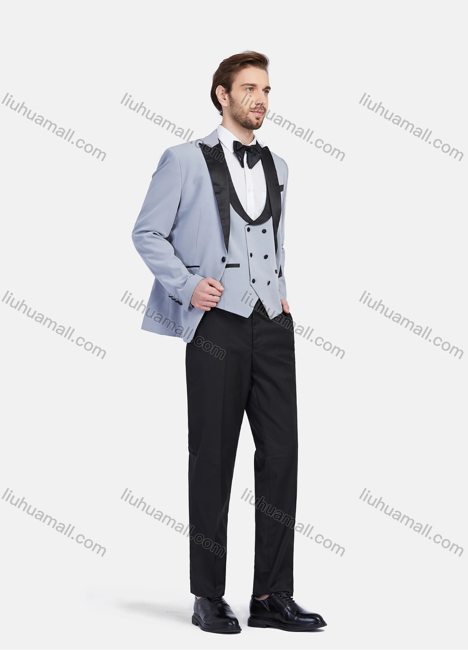 Wholesale Men's 3 Pieces Formal Blazer Slim Fit Waistcoat Wedding Groomsmen Suit Set - Liuhuamall