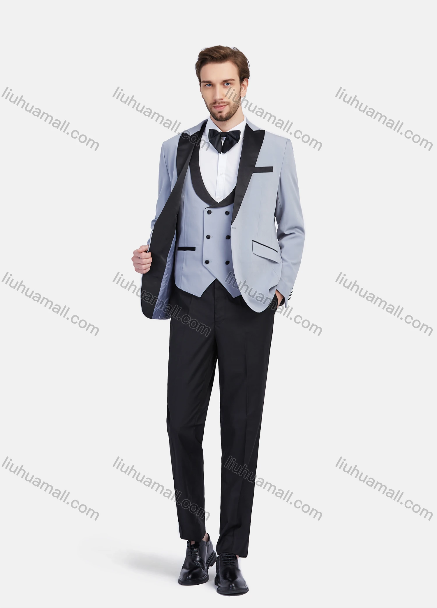 Wholesale Men's 3 Pieces Formal Blazer Slim Fit Waistcoat Wedding Groomsmen Suit Set - Liuhuamall