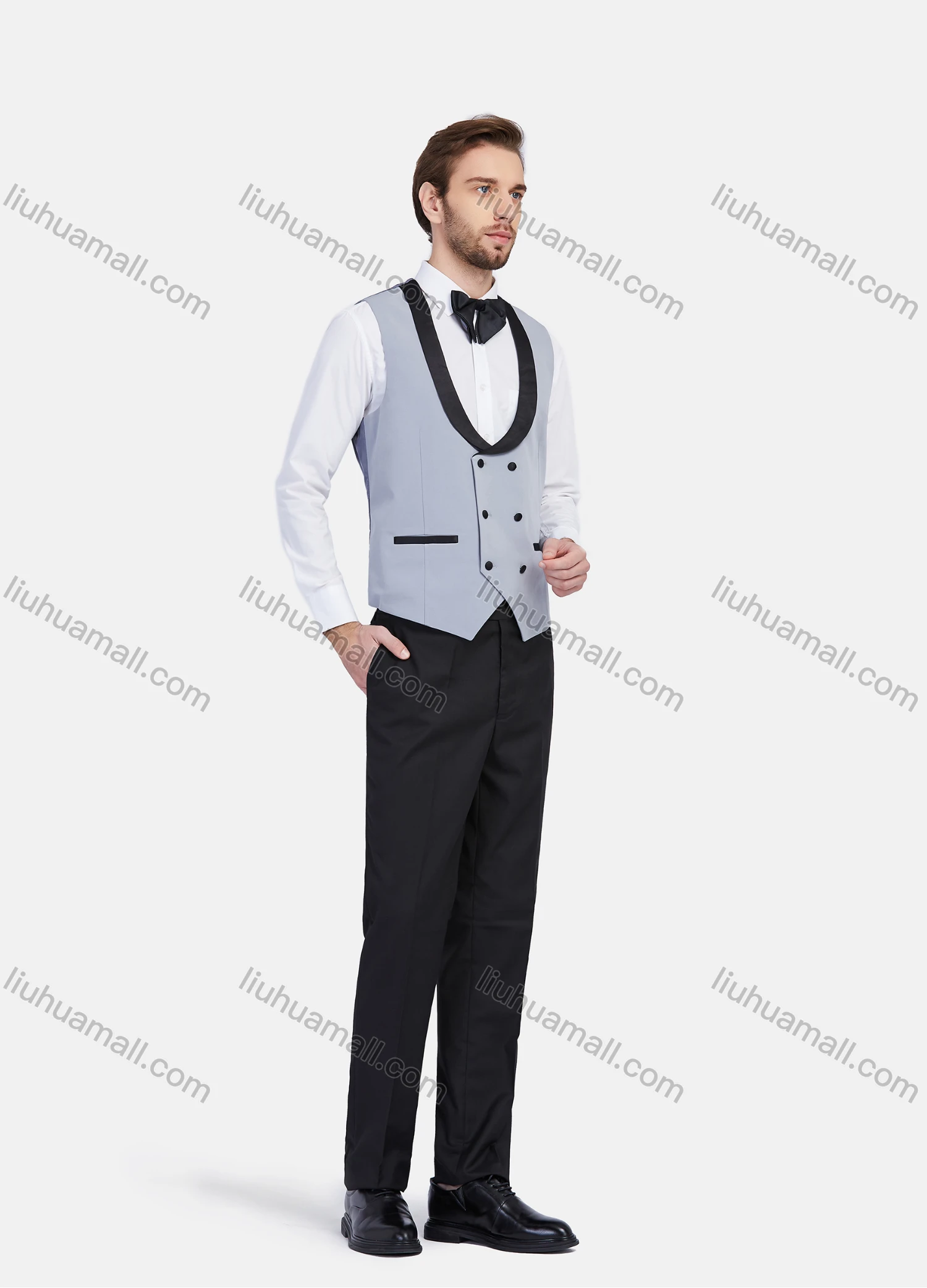 Wholesale Men's 3 Pieces Formal Blazer Slim Fit Waistcoat Wedding Groomsmen Suit Set - Liuhuamall