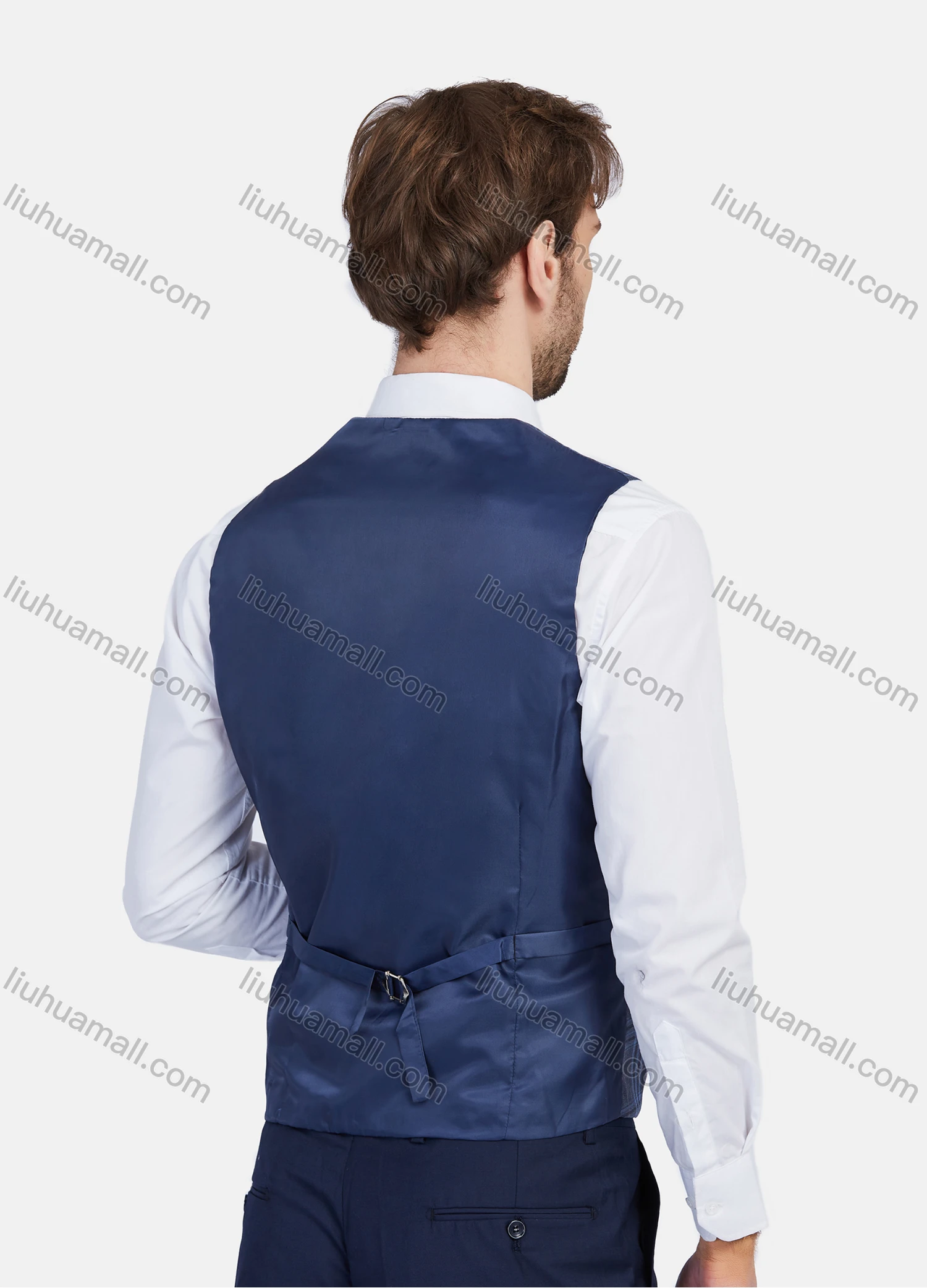 Wholesale Men's Business Lapel One Button Plaid Print Wedding Suit Jacket With Waistcoat 3 Piece Set - Liuhuamall