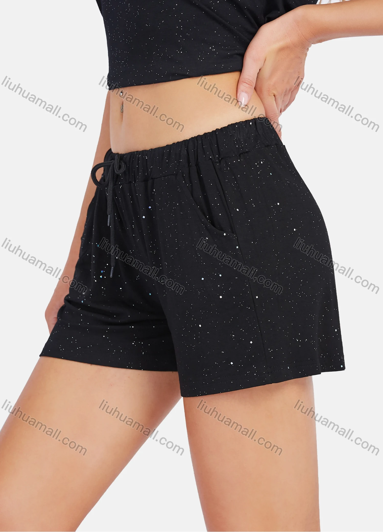 Wholesale Women's Starry Sky Letter Print T Shirt Lounge 2 Piece Set - Liuhuamall