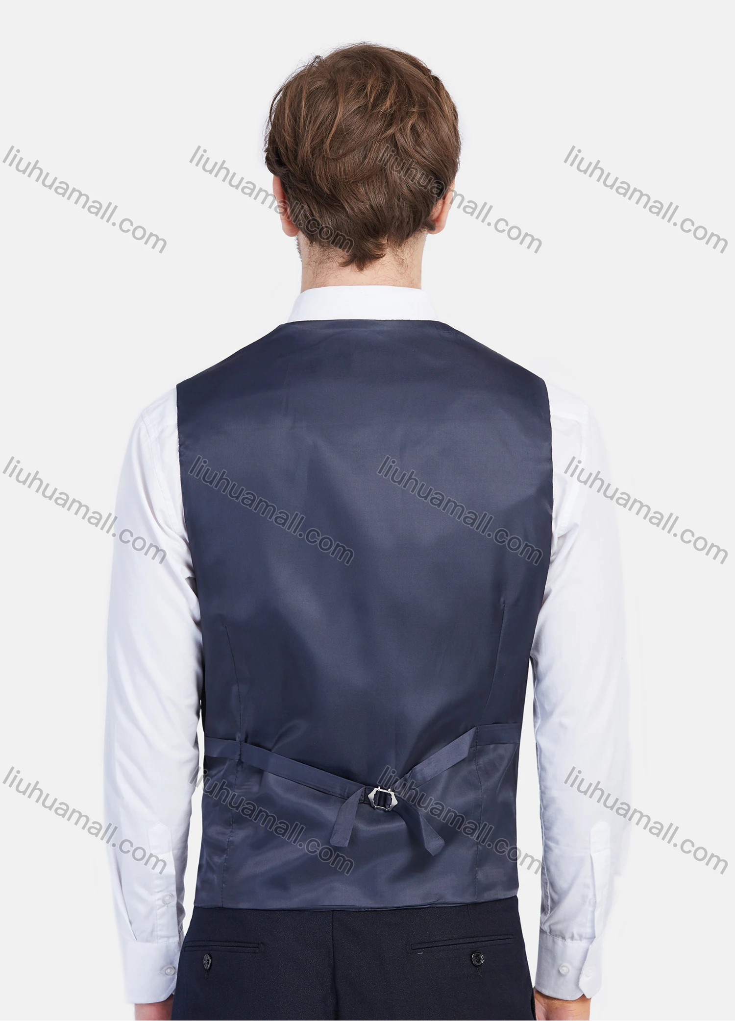 Wholesale Men's Formal Business Contrast Color Double Breasted Lapel Suit Jacket With Waistcoat 3 Piece Set - Liuhuamall