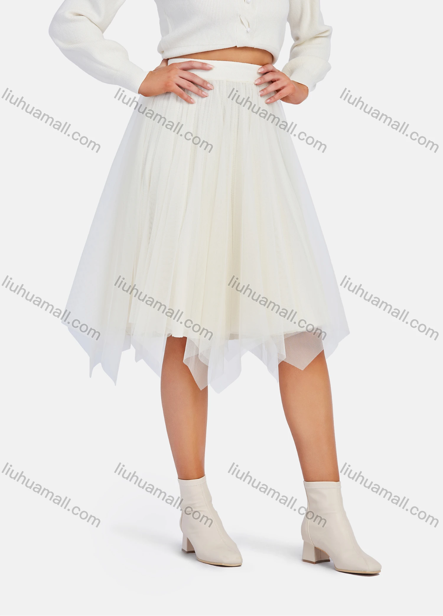 Wholesale Women's Casual Cut Out Rib-Knit Top With Pleated Skirt 2 Piece Set - Liuhuamall