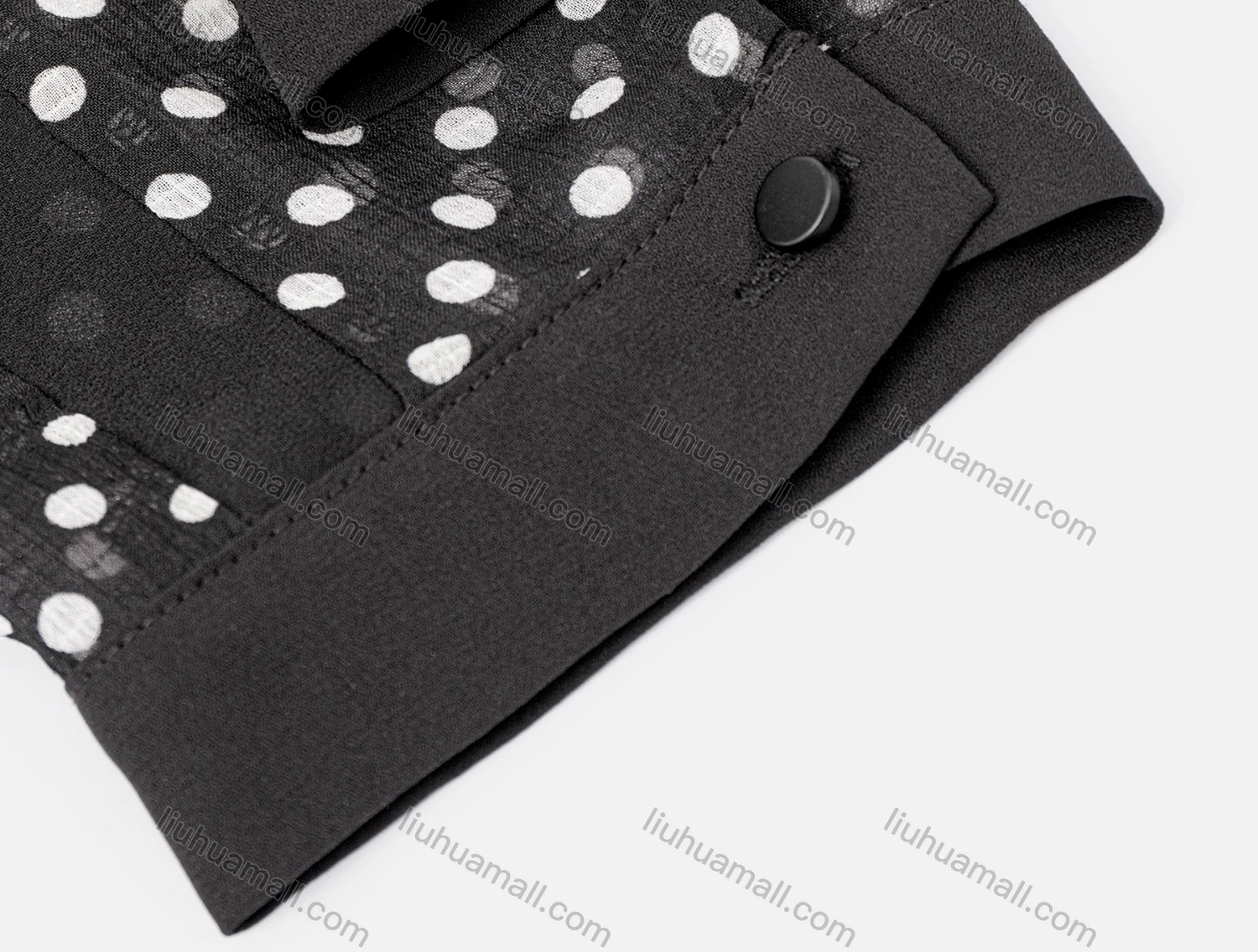 Wholesale Women's Casual Small Tail Buckled Cuff Polka Dot Button&Tie Front Shirt - Liuhuamall