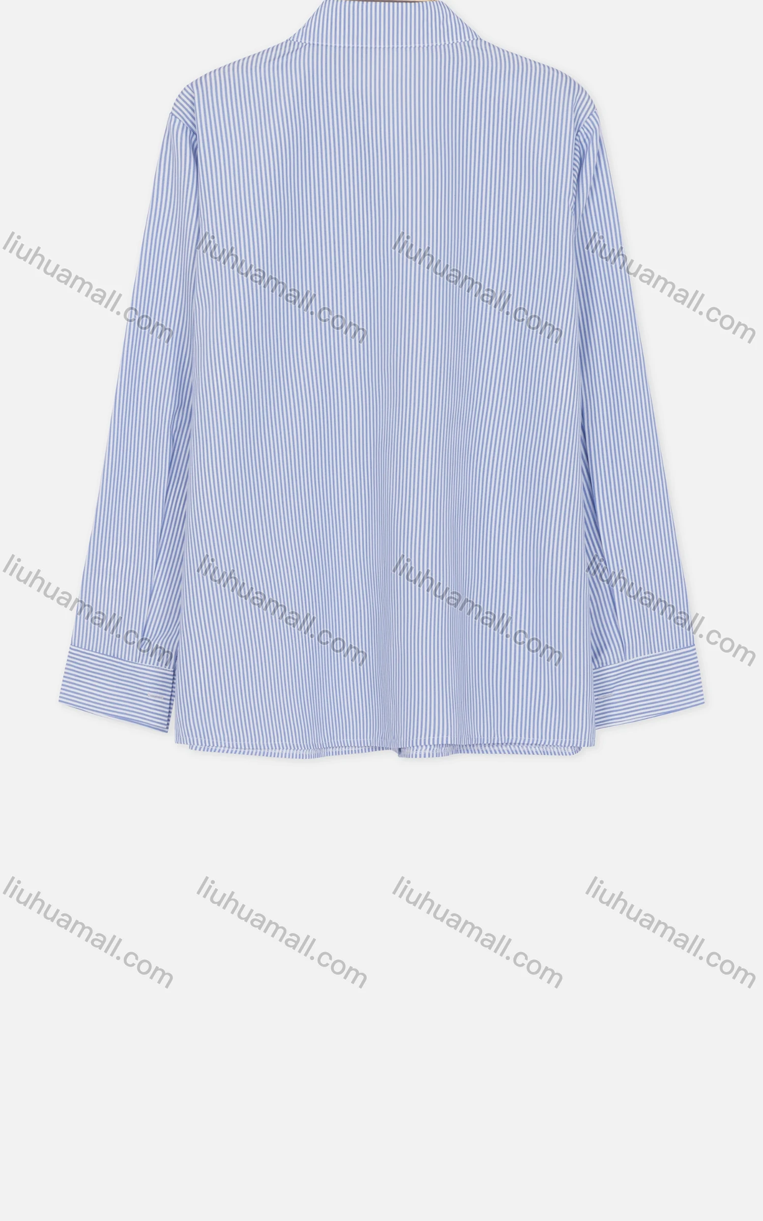 Wholesale Women's Fall Casual Striped Button Closure Spread-Collar Buckled Cuff Shirt - Liuhuamall
