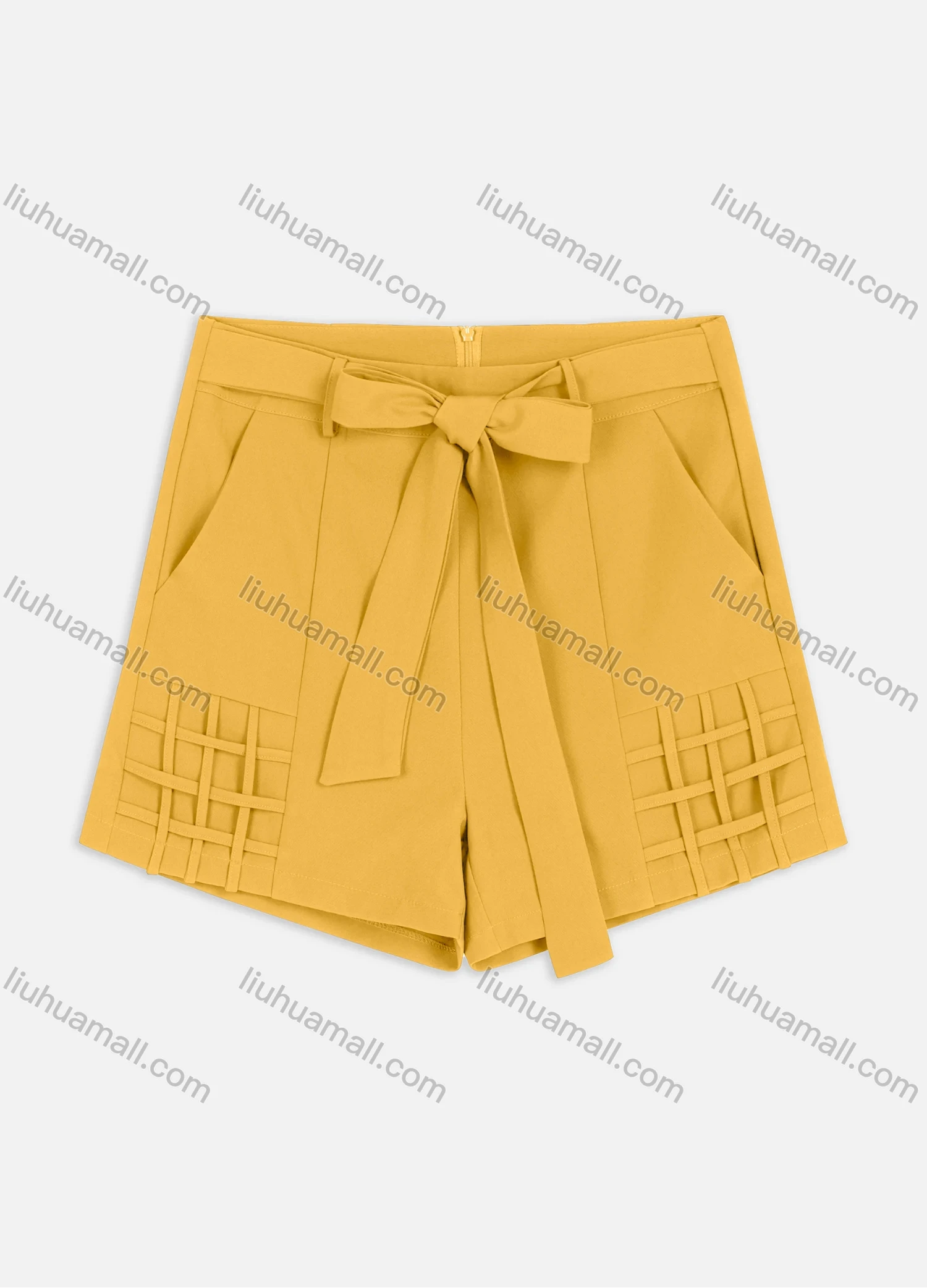 Wholesale Women's Casual Plain Drawstring Zipper Closure Hot Shorts - Liuhuamall