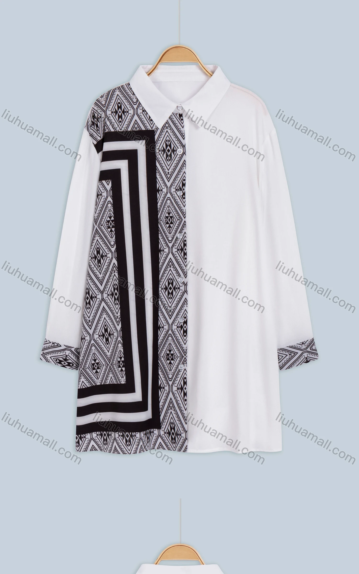 Wholesale Women's Fall Casual Comfortable Long Sleeve Patchwork Print Shirt - Liuhuamall