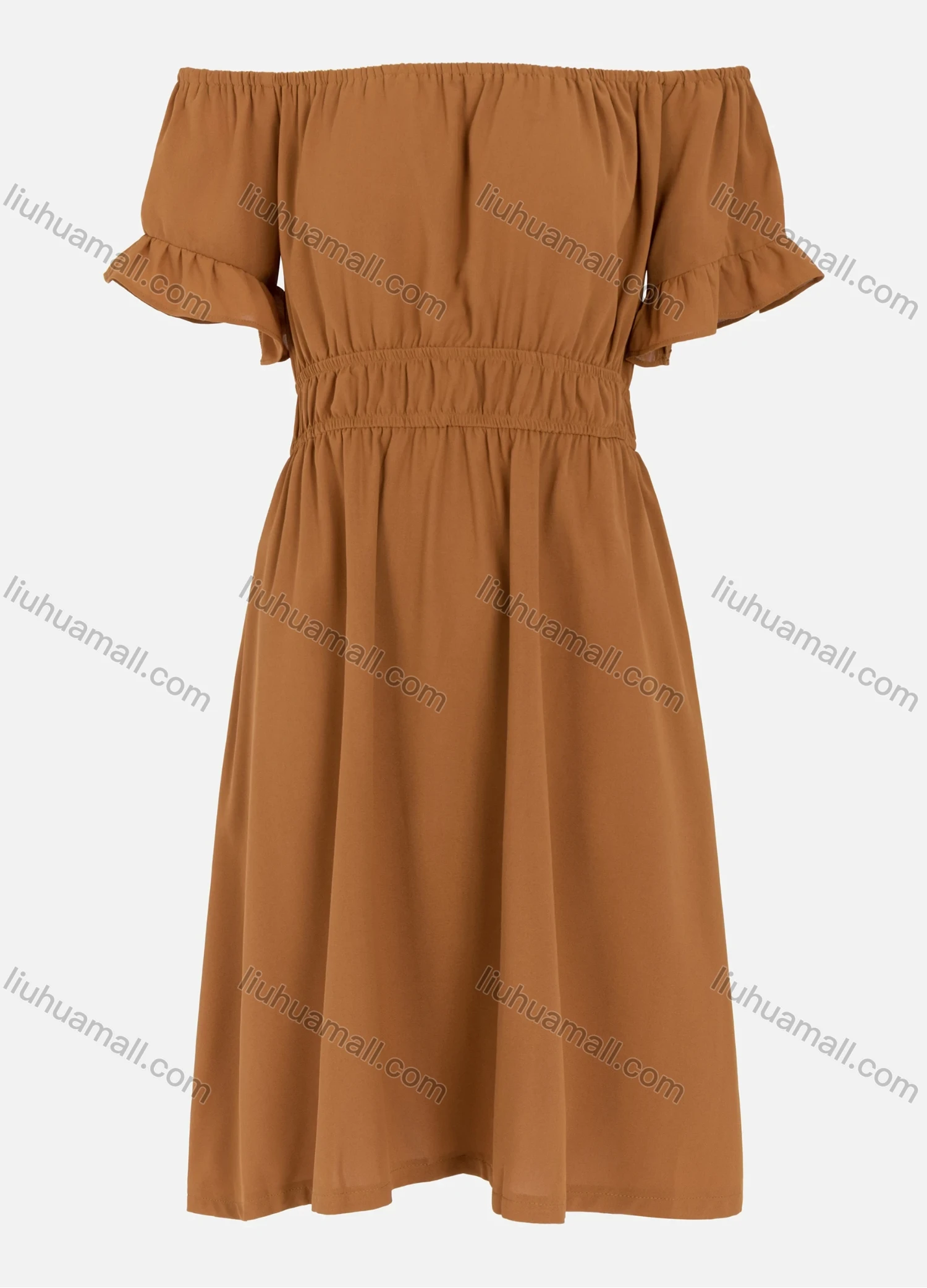 Wholesale Women's Elegant Off Shoulder Empire Waist Flounce Sleeve Maxi Dress - Liuhuamall