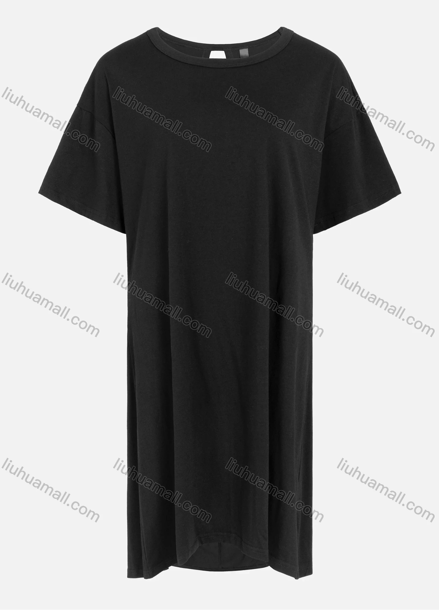 Wholesale Women's Casual Loose Fit Short Sleeve Round Neck Open Back Twist Plain Tee Dress - Liuhuamall