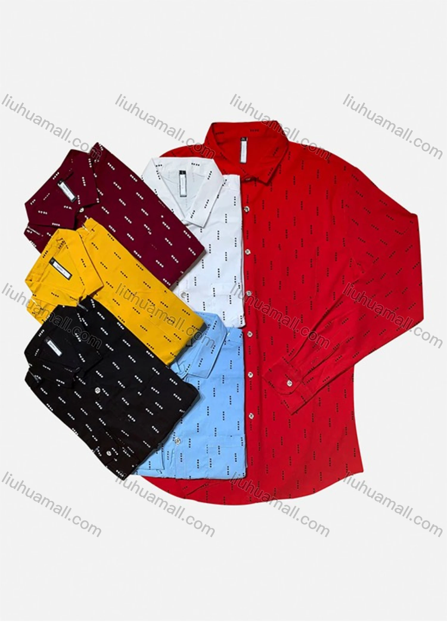 Wholesale Men's Long Sleeve Allover Print Button Down Casual Shirt - Liuhuamall