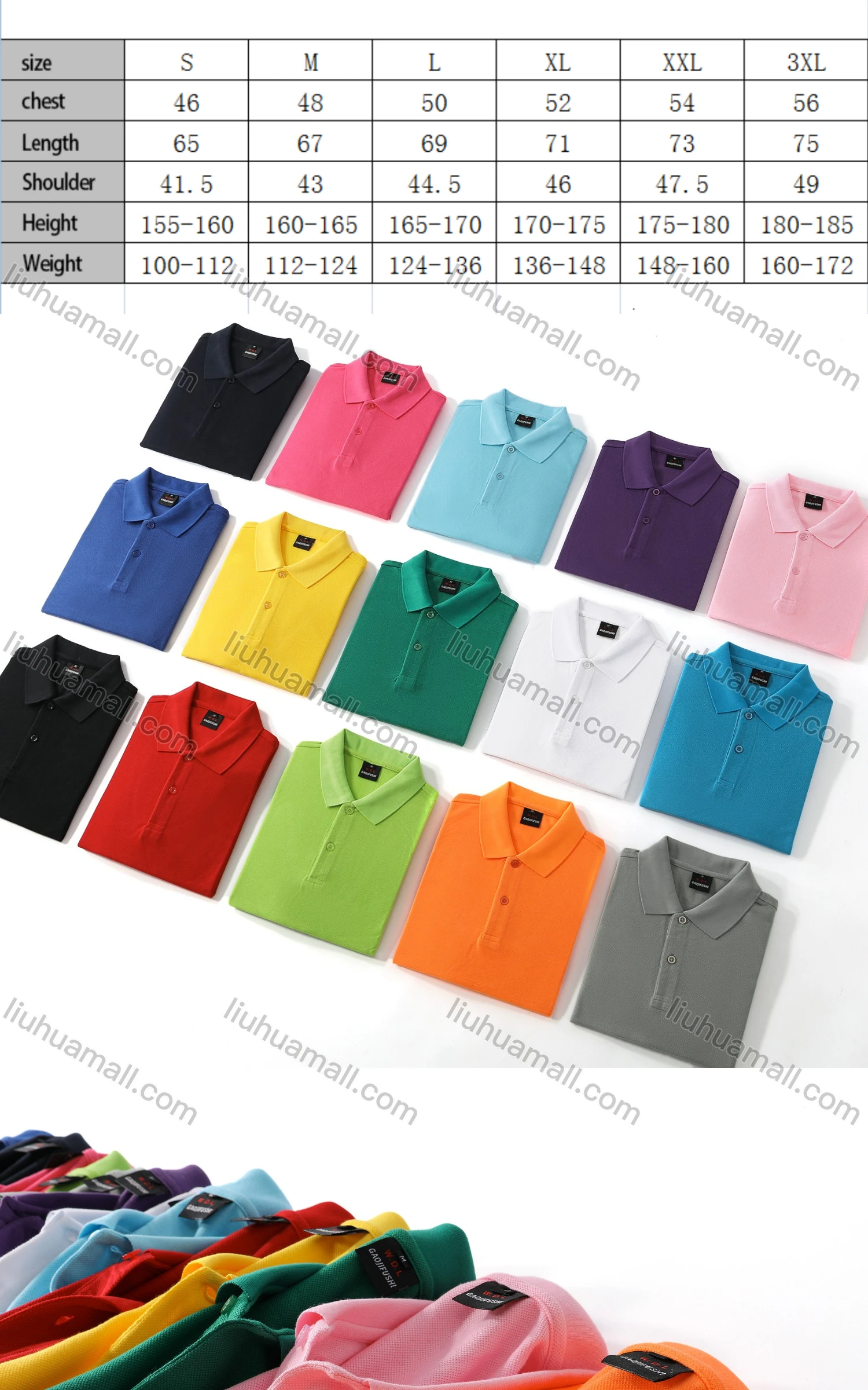 Wholesale Men's Basics Plain Slim Fit Short Sleeve Casual Polo Shirt 106# - Liuhuamall