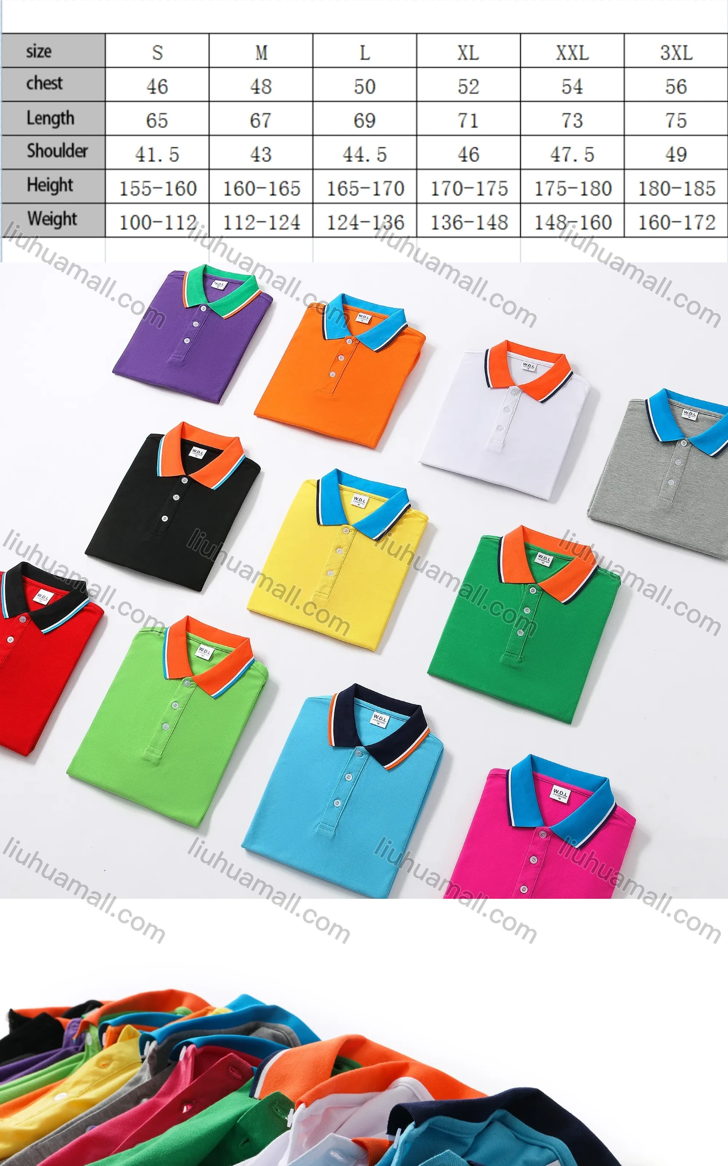 Wholesale Men's Casual Contrast Short Sleeve Button Front Polo Shirt 108# - Liuhuamall