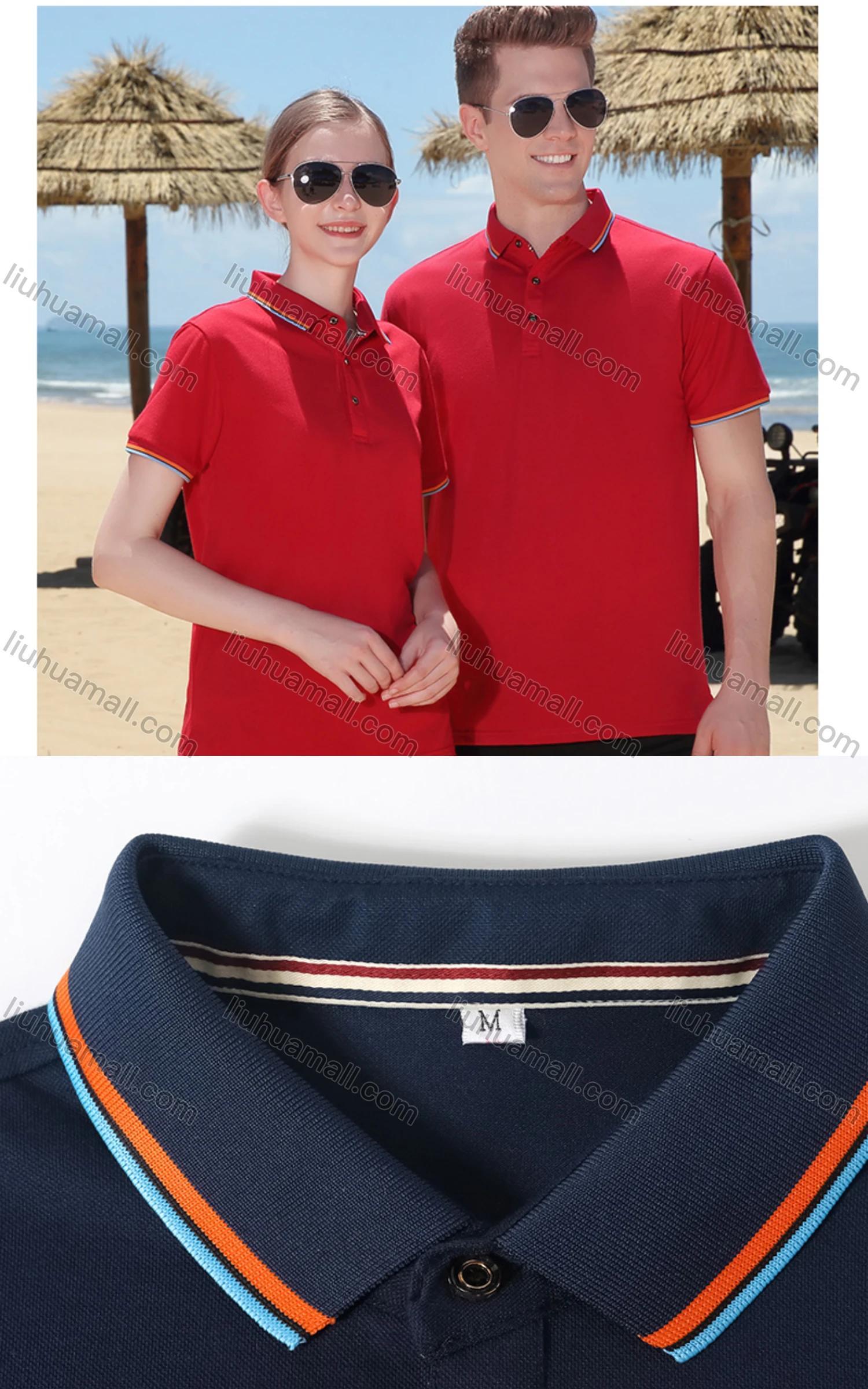 Wholesale Men's Striped Trim Slim Fit Short Sleeve Casual Sleeve Polo Shirt 980# - Liuhuamall