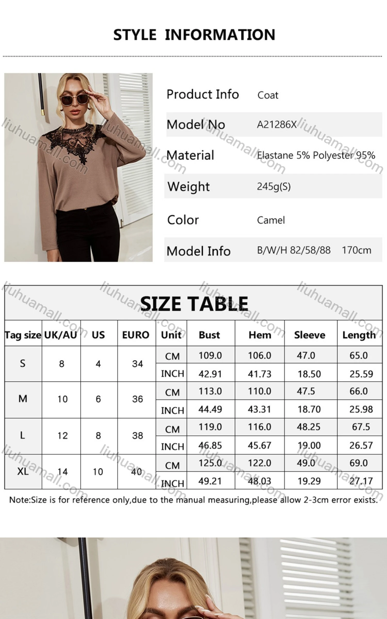 Wholesale Women's Elegant Long Sleeve Lace Embroidery Neck Plain Blouse A21286X# - Liuhuamall