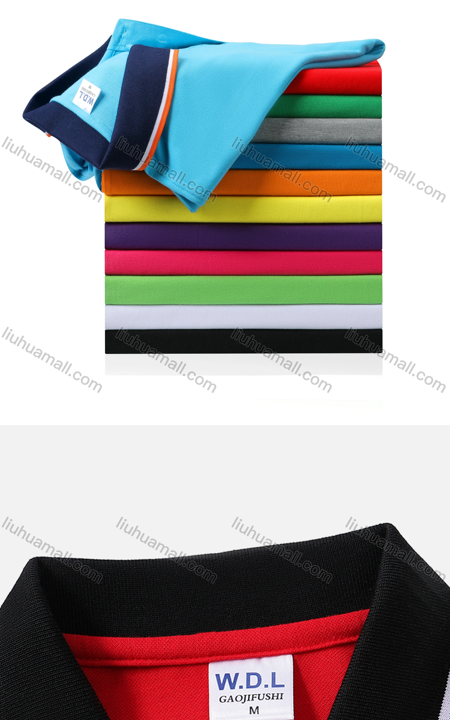 Wholesale Men's Contrast Striped Trim Patch Pocket Short Sleeve Polo Shirt 903# - Liuhuamall