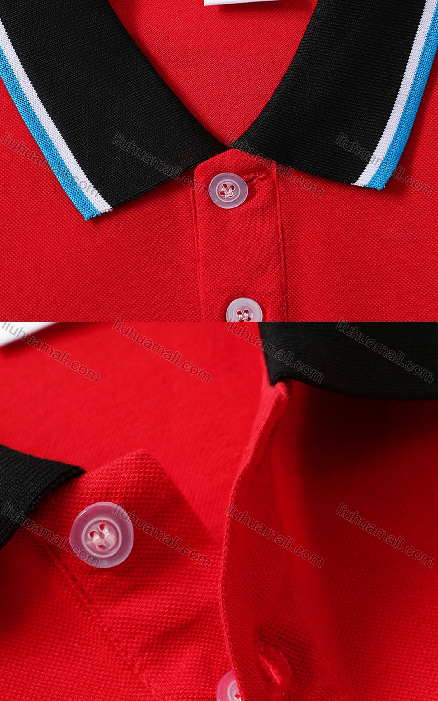 Wholesale Men's Contrast Striped Trim Patch Pocket Short Sleeve Polo Shirt 903# - Liuhuamall