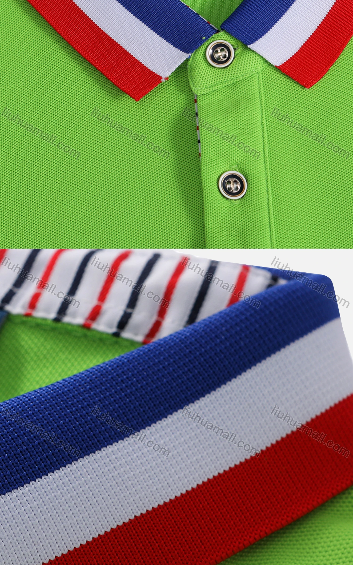 Wholesale Men's Multicolor Striped Trim Patch Pocket Short Sleeve Polo Shirt 905# - Liuhuamall