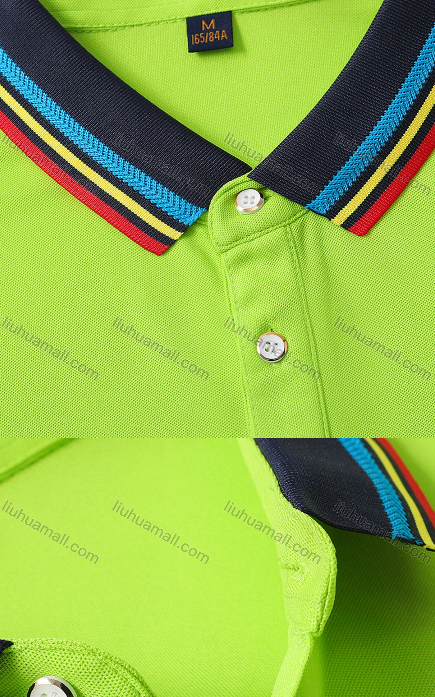 Wholesale Men's Multicolor Striped Trim Short Sleeve Polo Shirt 5801# - Liuhuamall