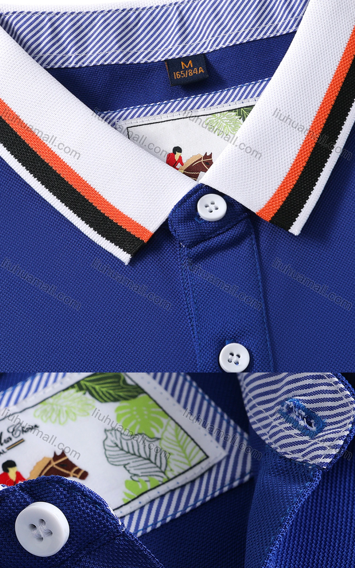 Wholesale Men's Contrast Stripe Trim Short Sleeve Polo Shirt 5803# - Liuhuamall