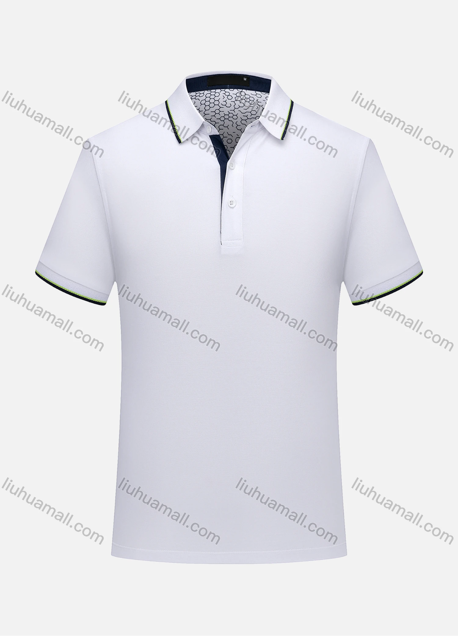 Wholesale Men's Contrast Short Sleeve Vented Hem Button Front Polo Shirt 6887A - Liuhuamall