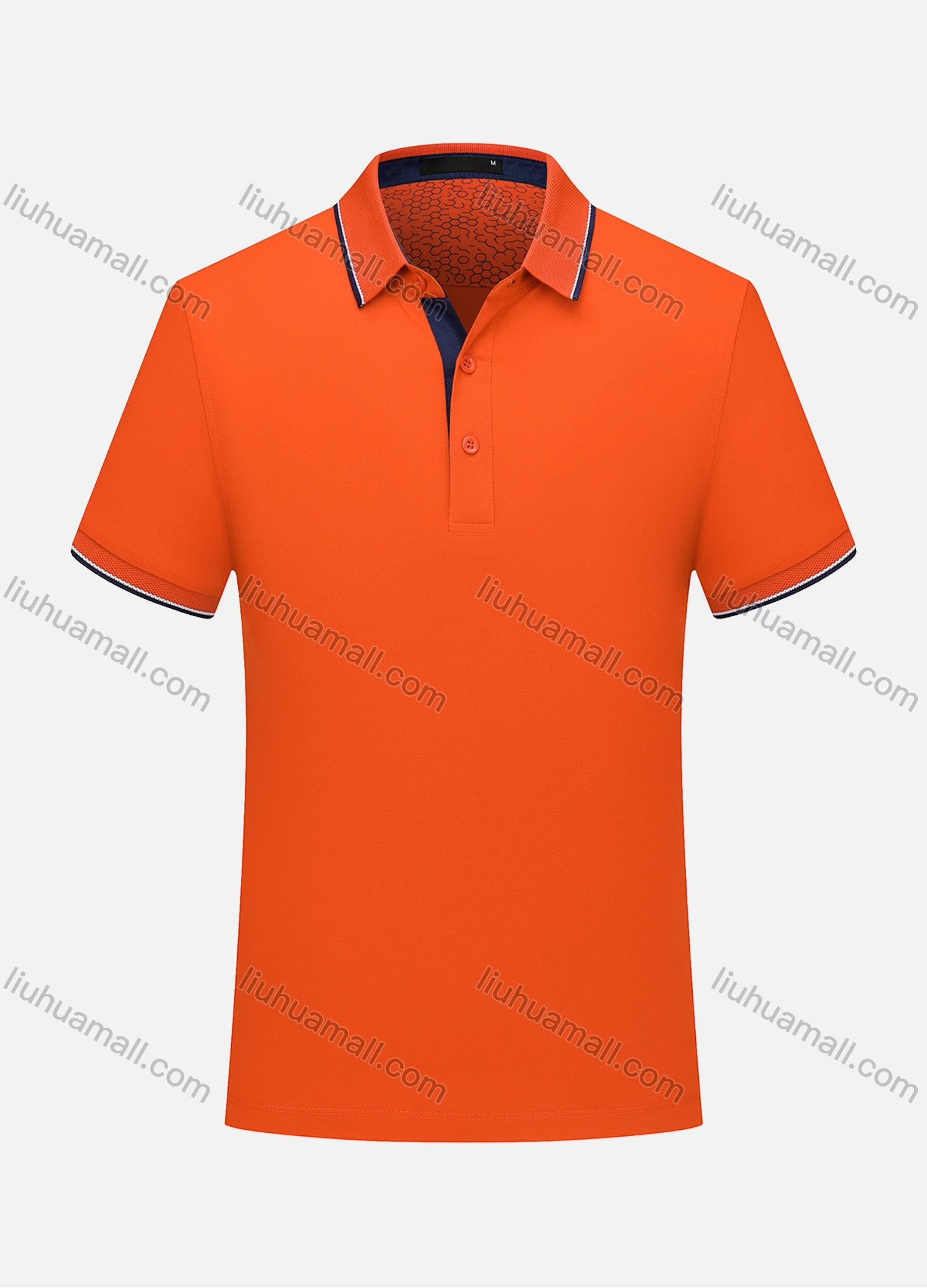 Wholesale Men's Contrast Short Sleeve Vented Hem Button Front Polo Shirt 6887A - Liuhuamall