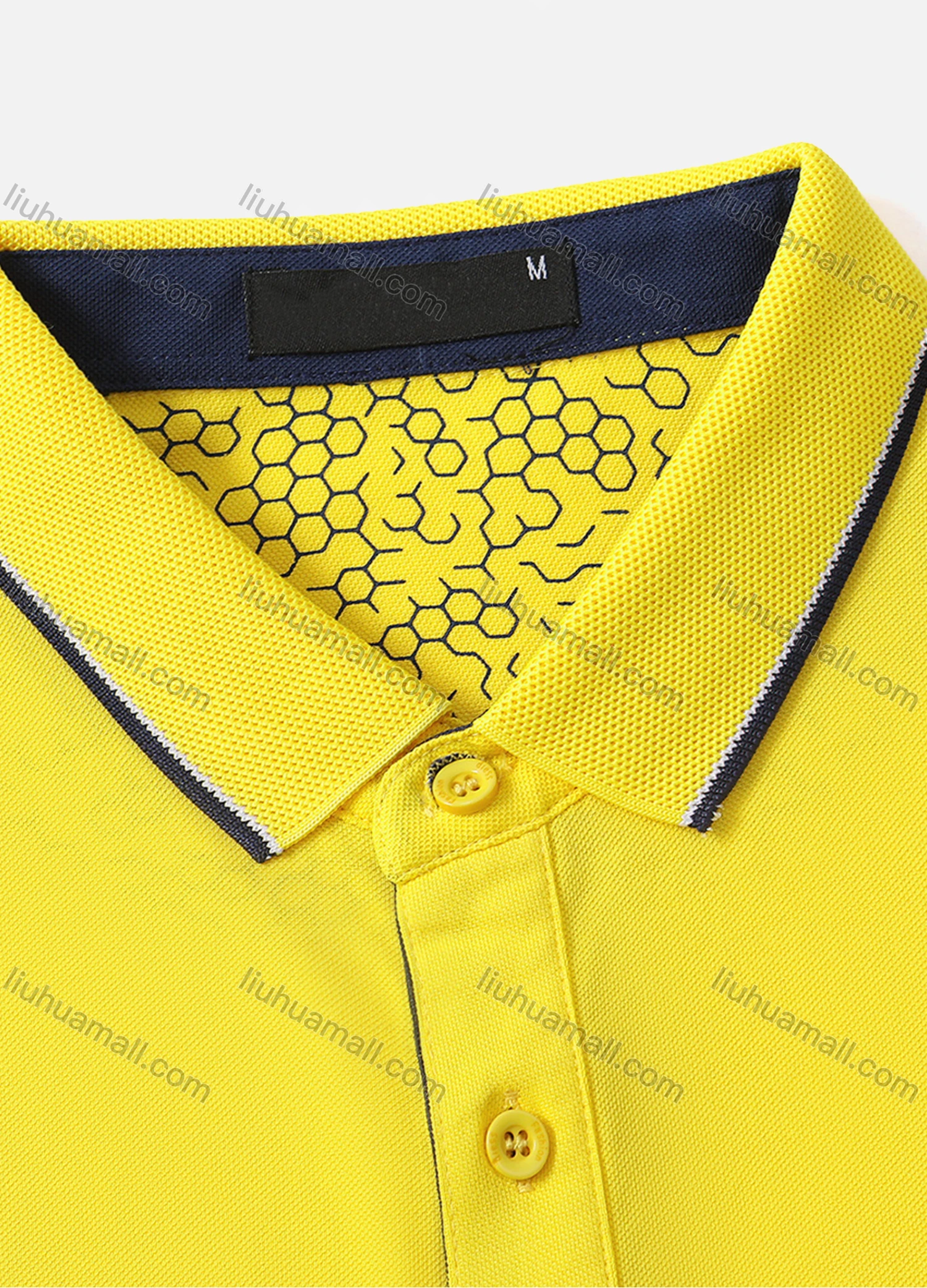 Wholesale Men's Contrast Short Sleeve Vented Hem Button Front Polo Shirt 6887A - Liuhuamall