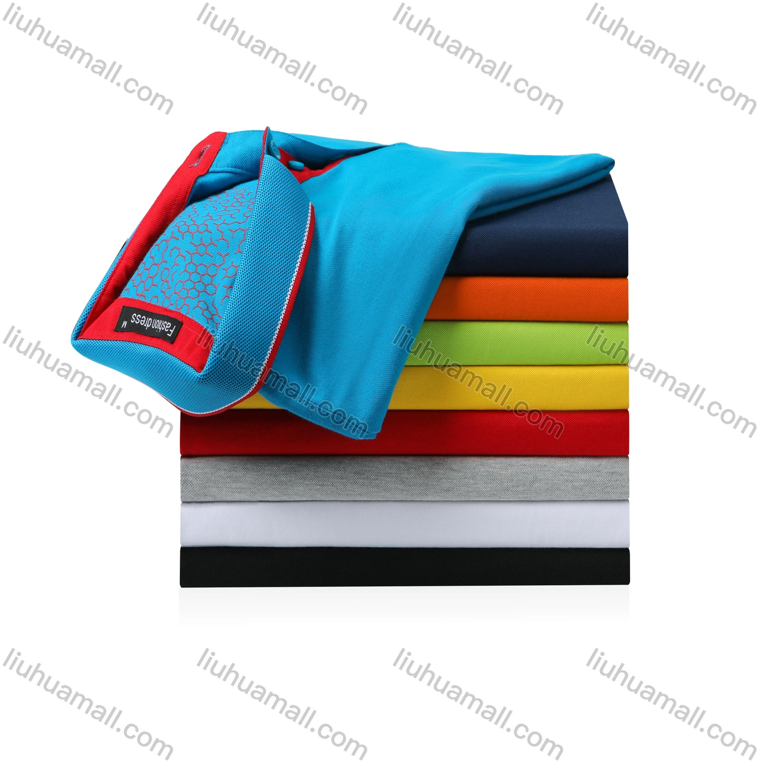 Wholesale Men's Contrast Short Sleeve Vented Hem Button Front Polo Shirt 6887A - Liuhuamall