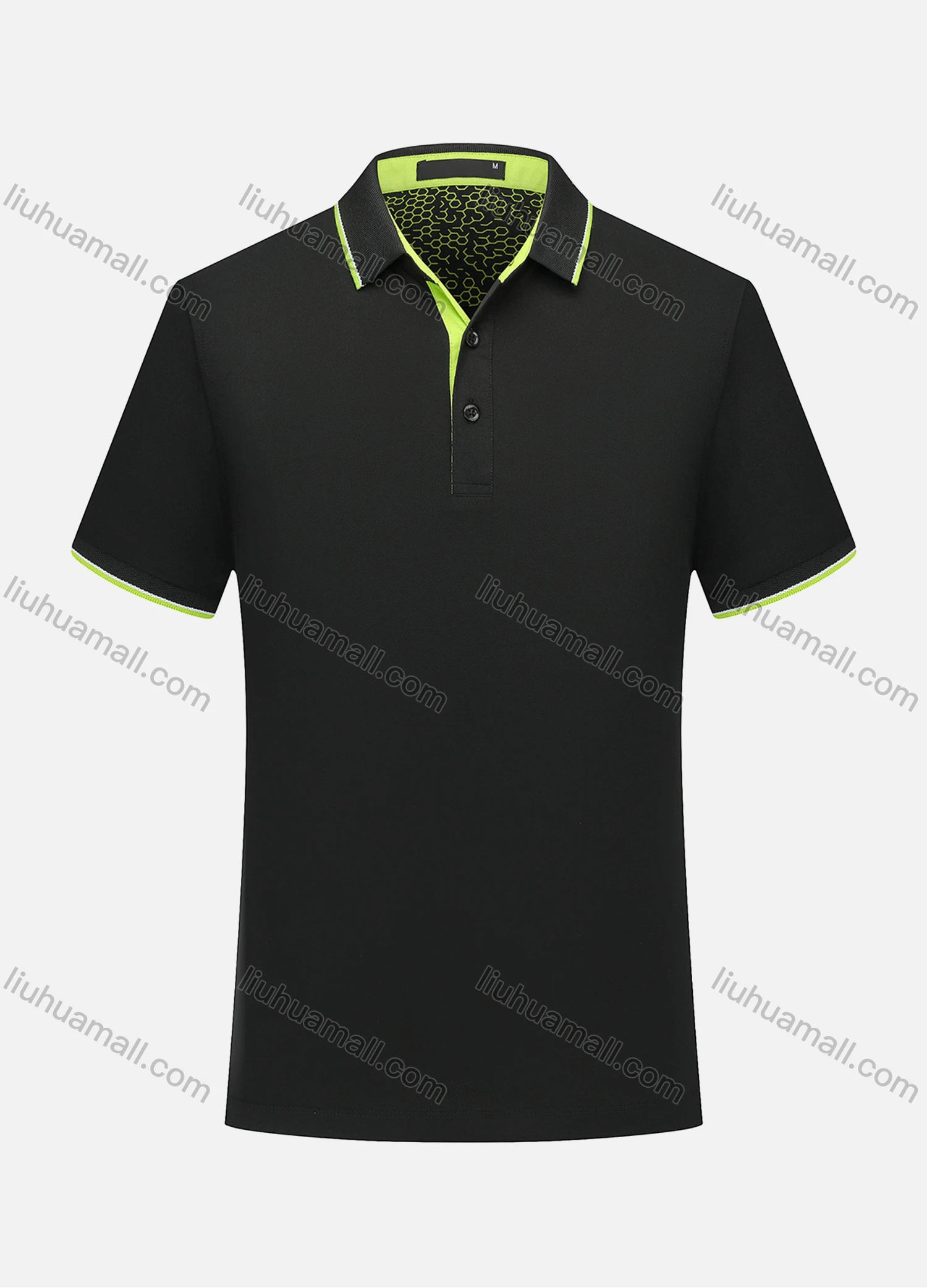 Wholesale Men's Contrast Short Sleeve Vented Hem Button Front Polo Shirt 6887A - Liuhuamall