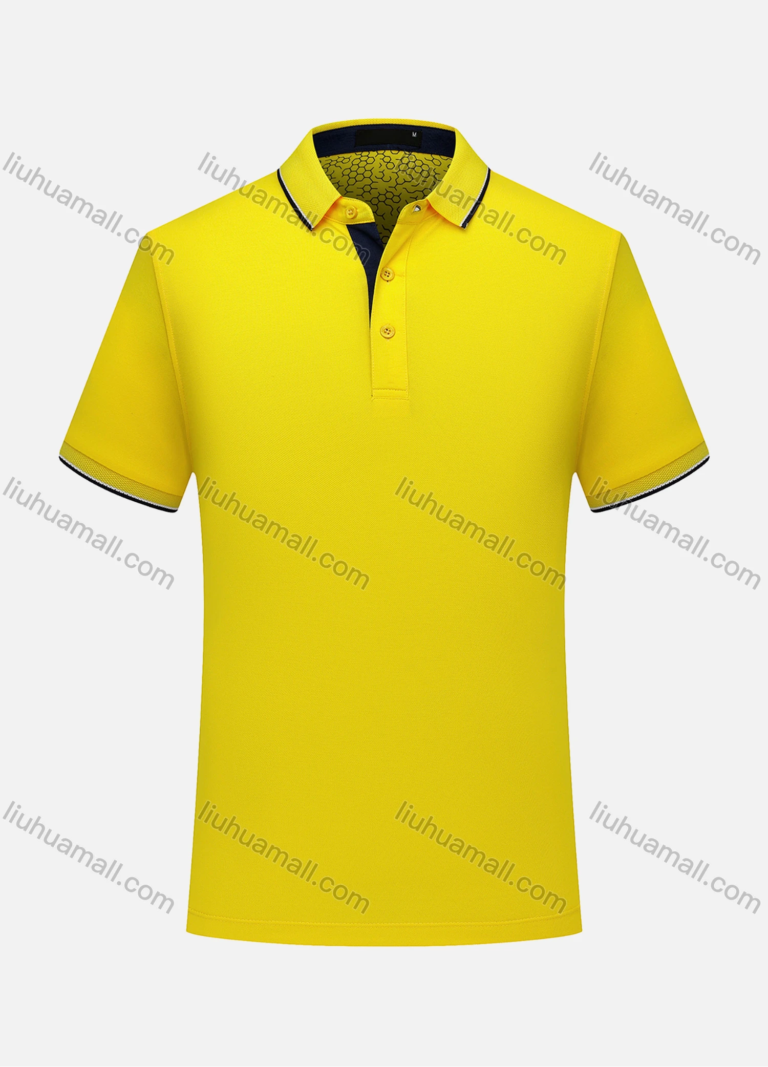 Wholesale Men's Contrast Short Sleeve Vented Hem Button Front Polo Shirt 6887A - Liuhuamall