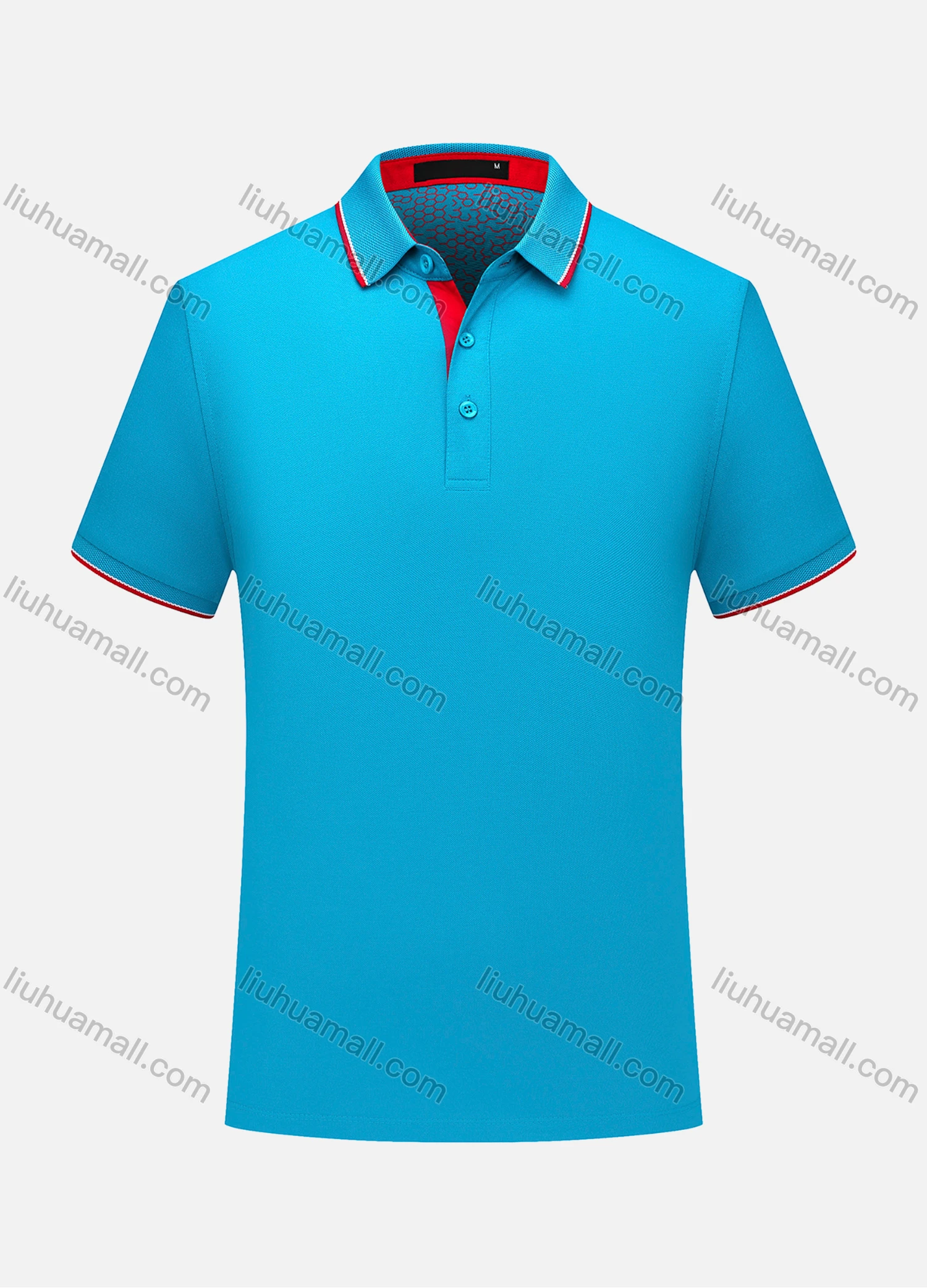 Wholesale Men's Contrast Short Sleeve Vented Hem Button Front Polo Shirt 6887A - Liuhuamall