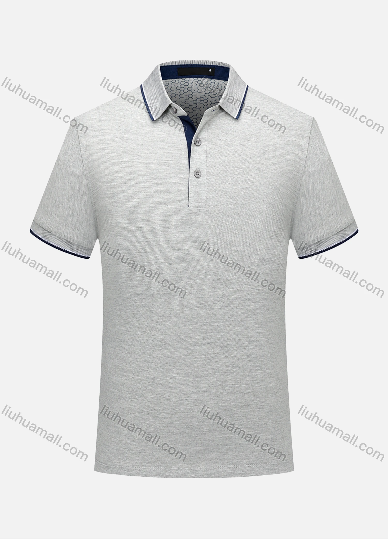 Wholesale Men's Contrast Short Sleeve Vented Hem Button Front Polo Shirt 6887A - Liuhuamall