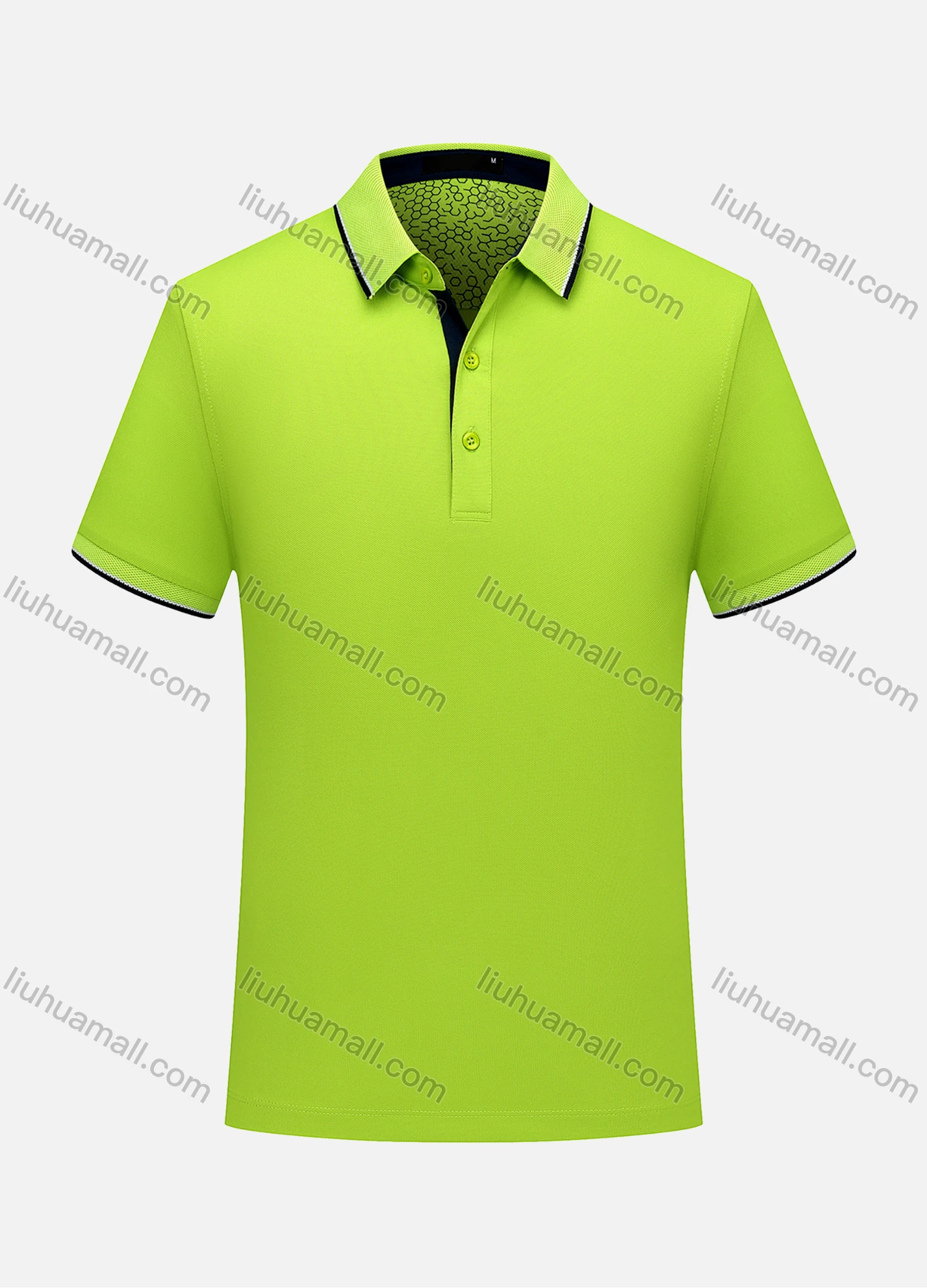 Wholesale Men's Contrast Short Sleeve Vented Hem Button Front Polo Shirt 6887A - Liuhuamall