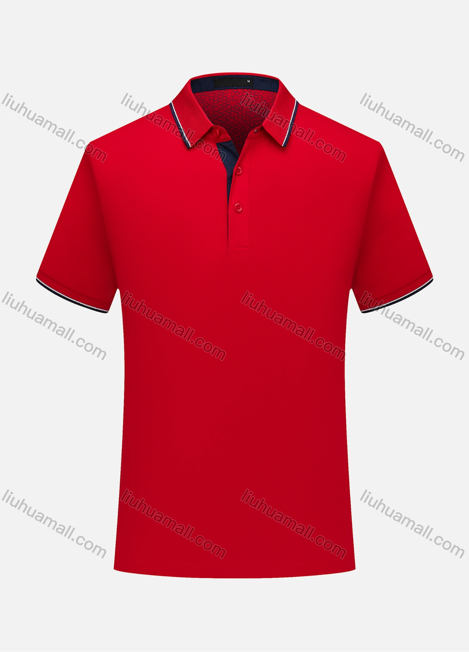 Wholesale Men's Contrast Short Sleeve Vented Hem Button Front Polo Shirt 6887A - Liuhuamall