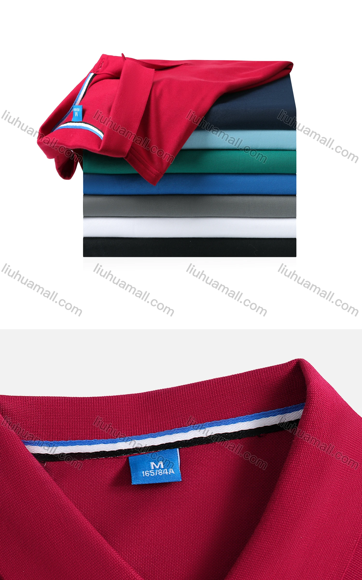 Wholesale Men's Slim Fit Contrast Striped Cuff Casual Polo Shirt 6890# - Liuhuamall