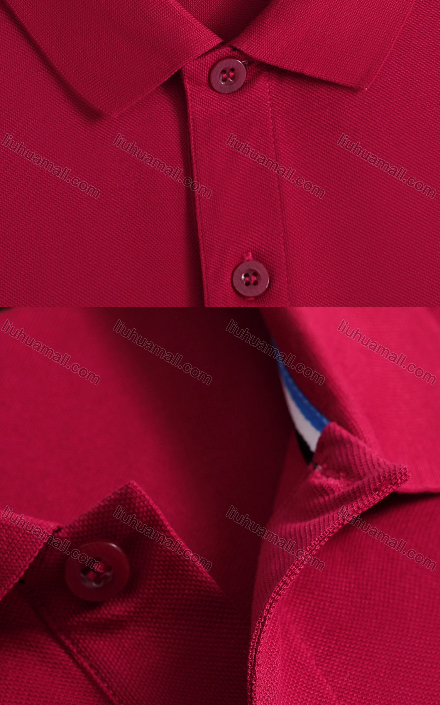 Wholesale Men's Slim Fit Contrast Striped Cuff Casual Polo Shirt 6890# - Liuhuamall