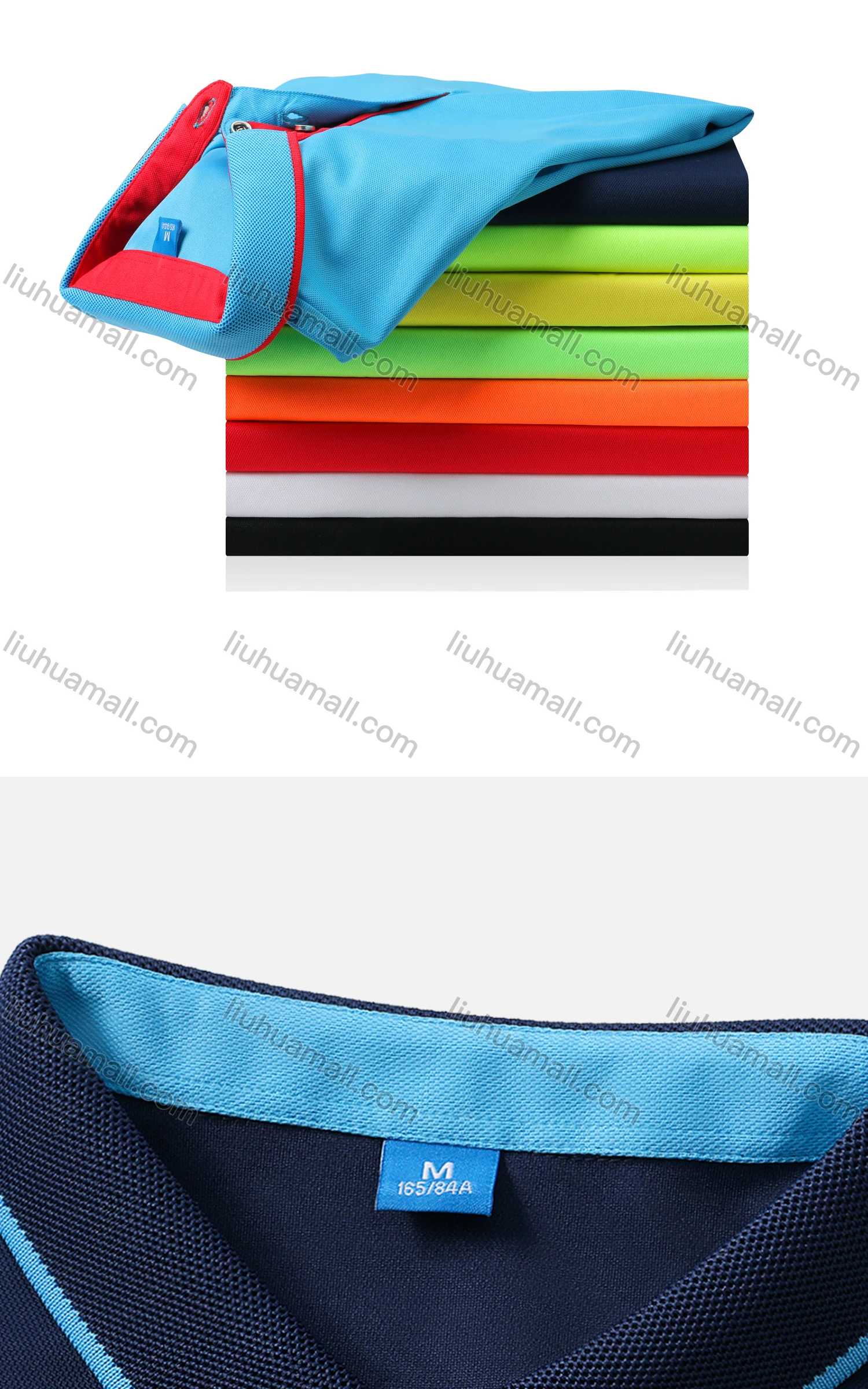 Wholesale Men's Slim Fit Short Sleeve Button Front Contrast Polo Shirt 7801# - Liuhuamall