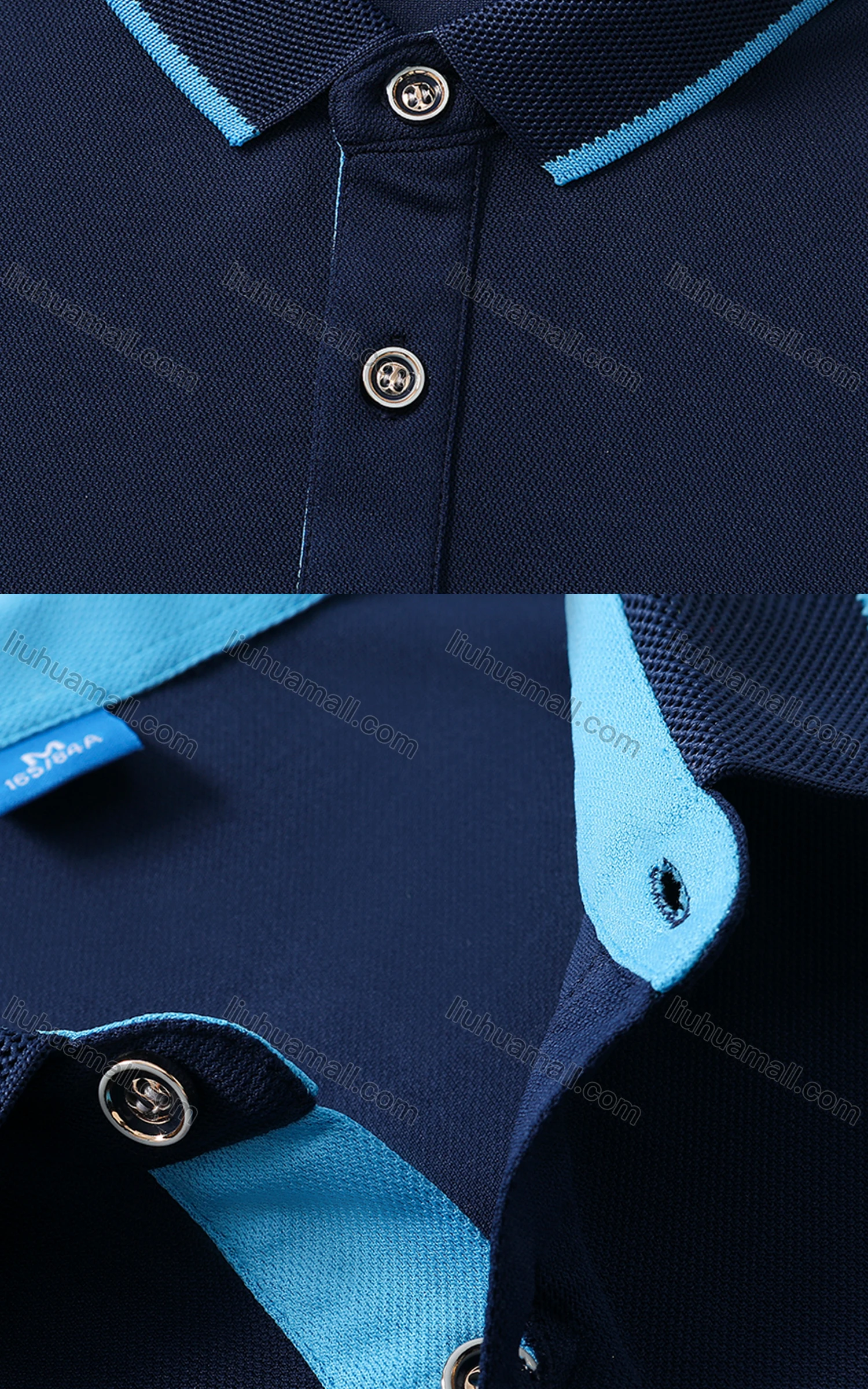 Wholesale Men's Slim Fit Short Sleeve Button Front Contrast Polo Shirt 7801# - Liuhuamall