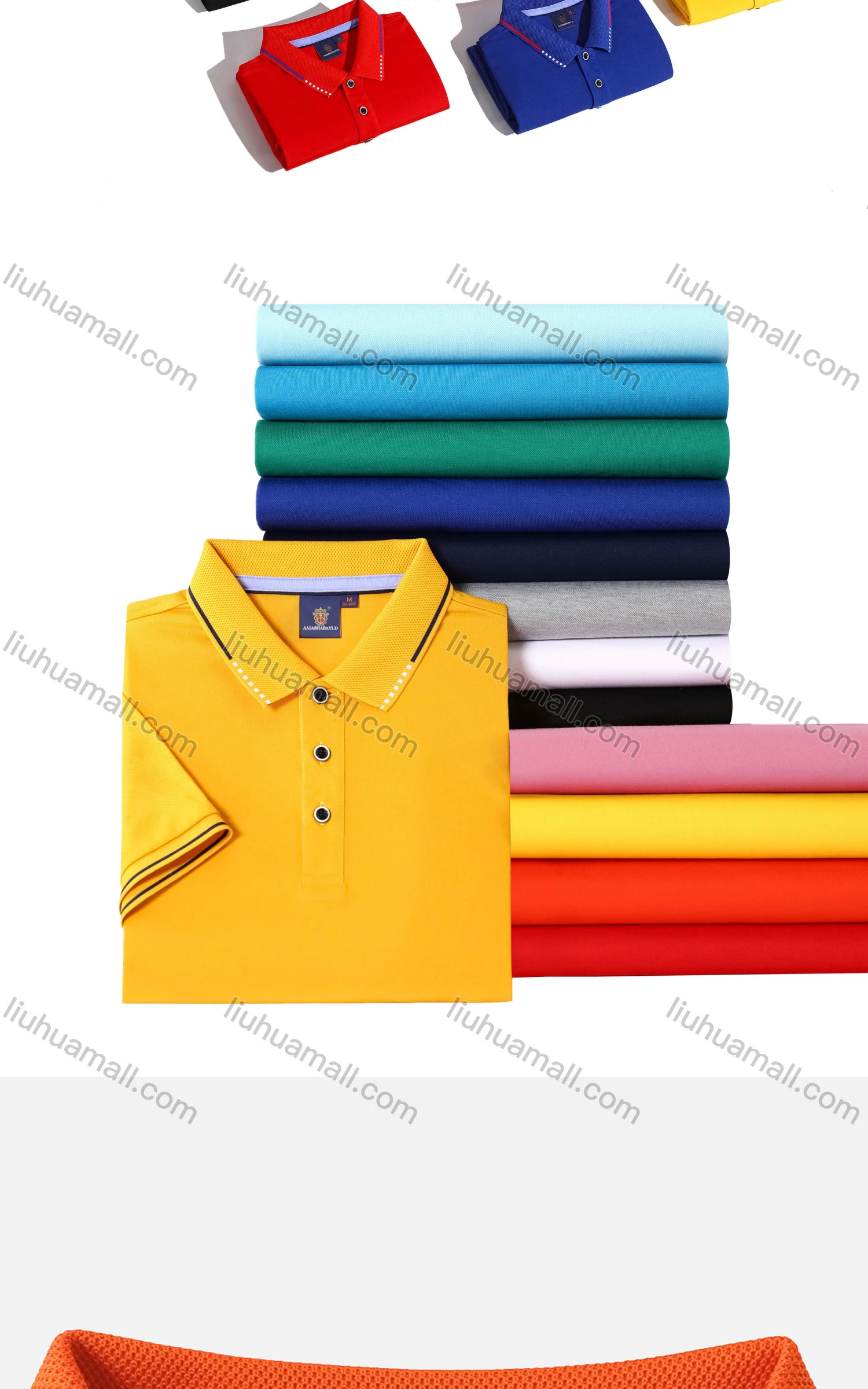 Wholesale Men's Casual Plain Striped Trim Polo Shirt 4001# - Liuhuamall