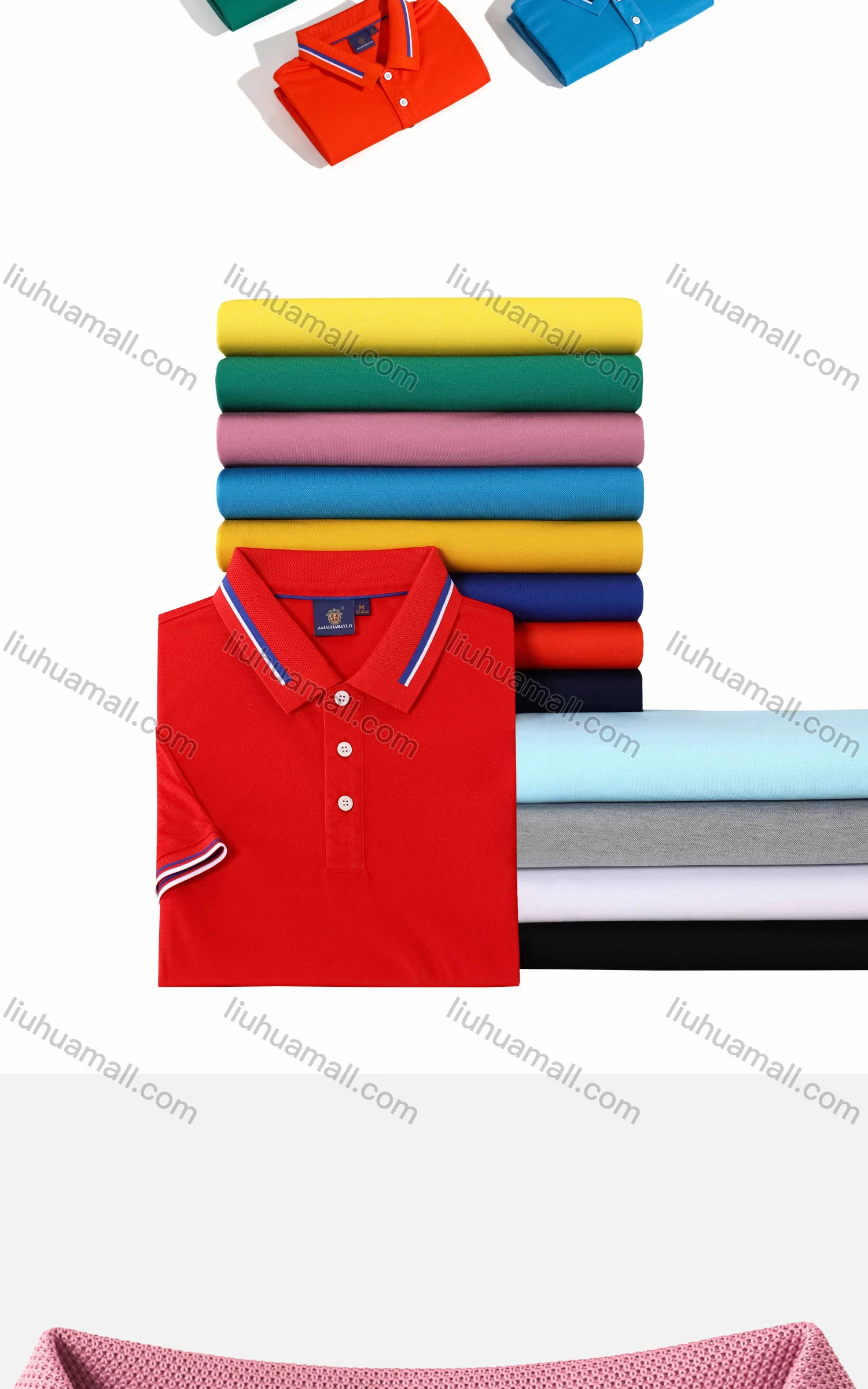 Wholesale Men's Casual Plain Stretch Striped Trim Polo Shirt 4002# - Liuhuamall