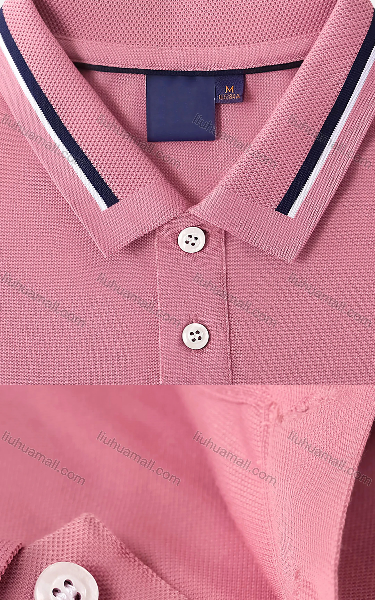 Wholesale Men's Casual Plain Stretch Striped Trim Polo Shirt 4002# - Liuhuamall