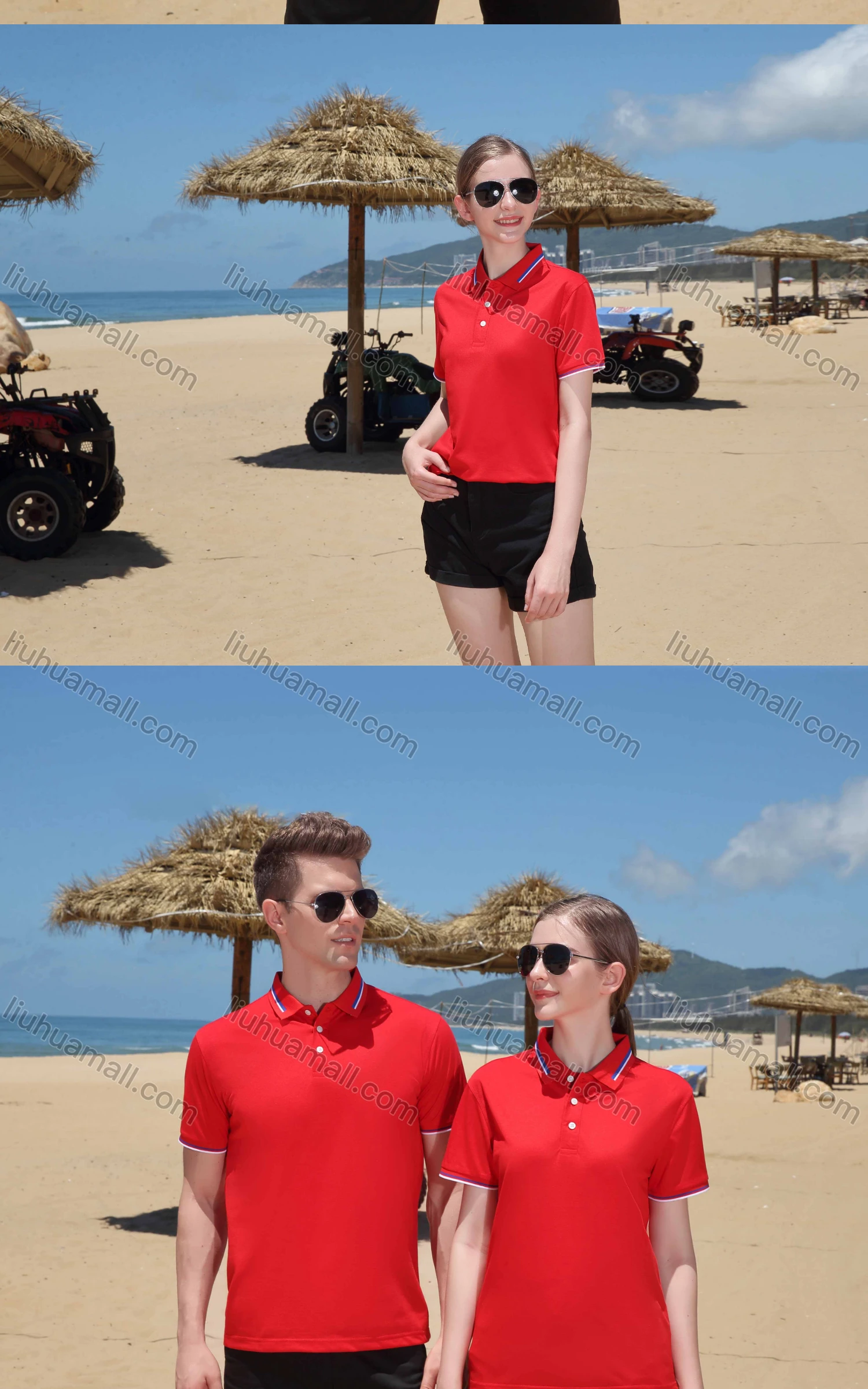 Wholesale Men's Casual Plain Stretch Striped Trim Polo Shirt 4002# - Liuhuamall