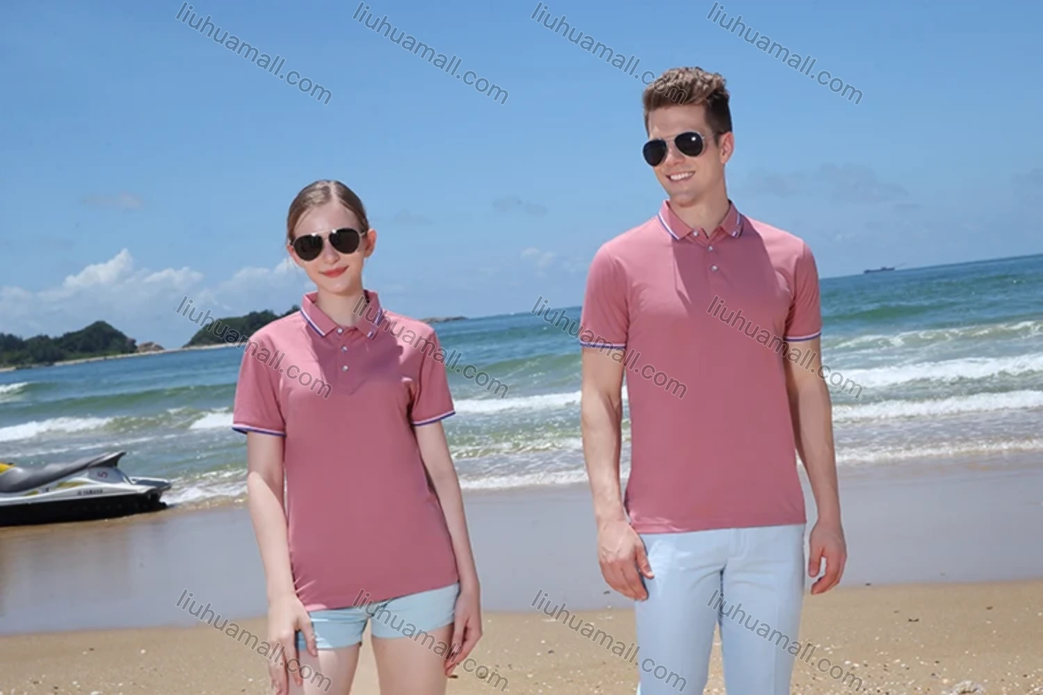 Wholesale Men's Casual Slim Fit Short Sleeve Contrast Striped Trim Polo Shirt 4003# - Liuhuamall