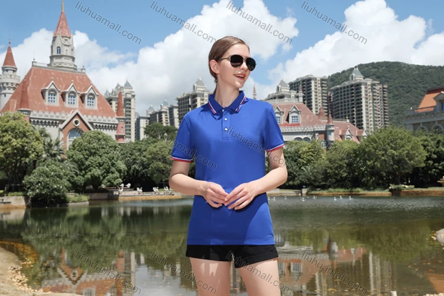 Wholesale Men's Casual Slim Fit Short Sleeve Contrast Striped Trim Polo Shirt 4003# - Liuhuamall