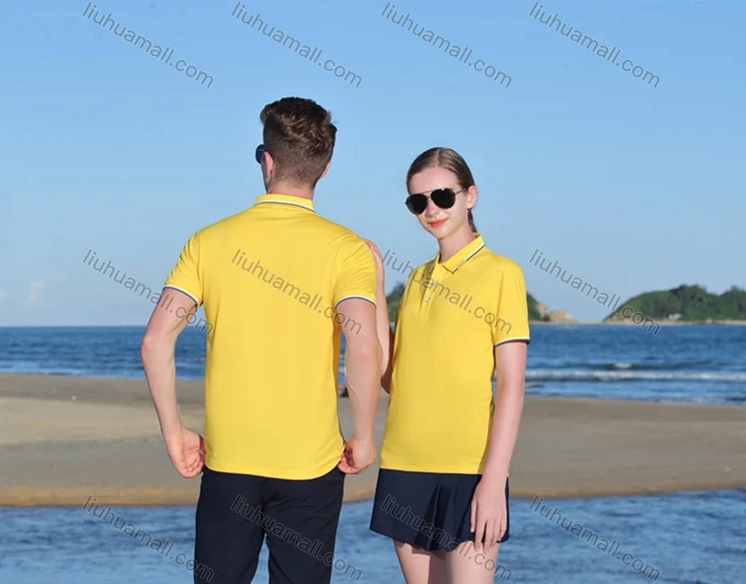 Wholesale Men's Casual Slim Fit Short Sleeve Contrast Striped Trim Polo Shirt 4003# - Liuhuamall